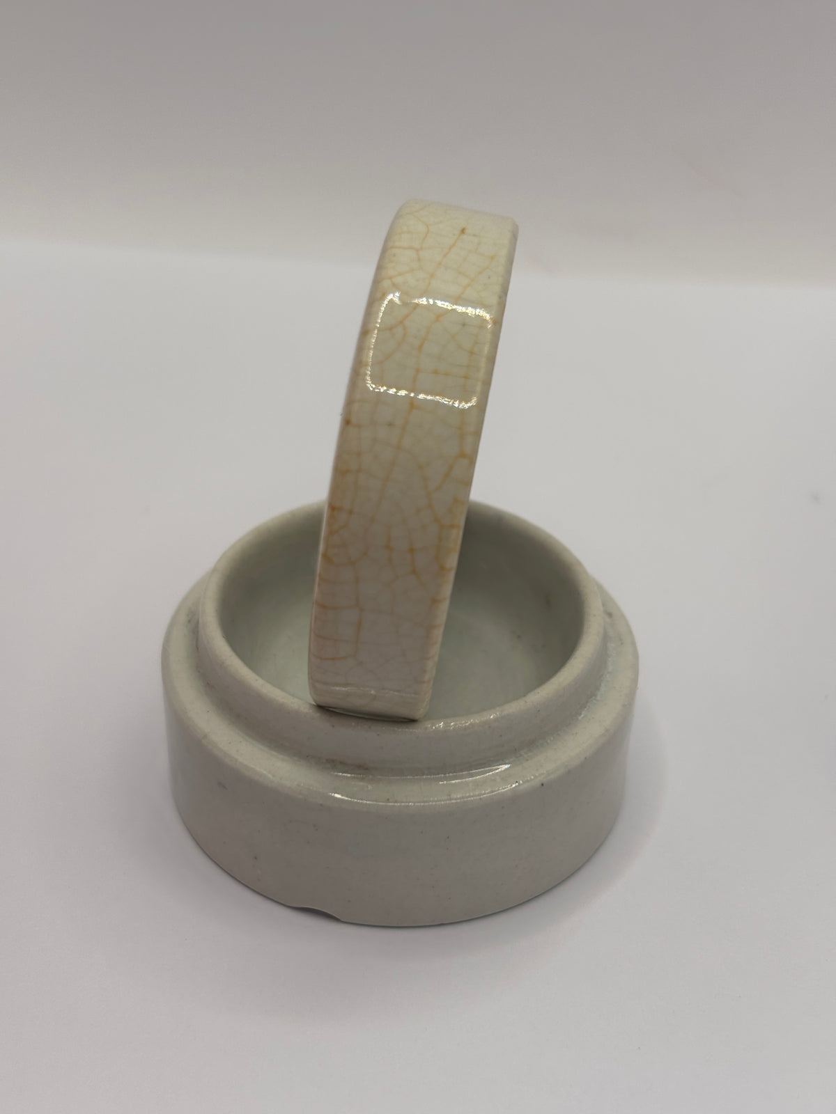Old mini plain stoneware pot lid and base