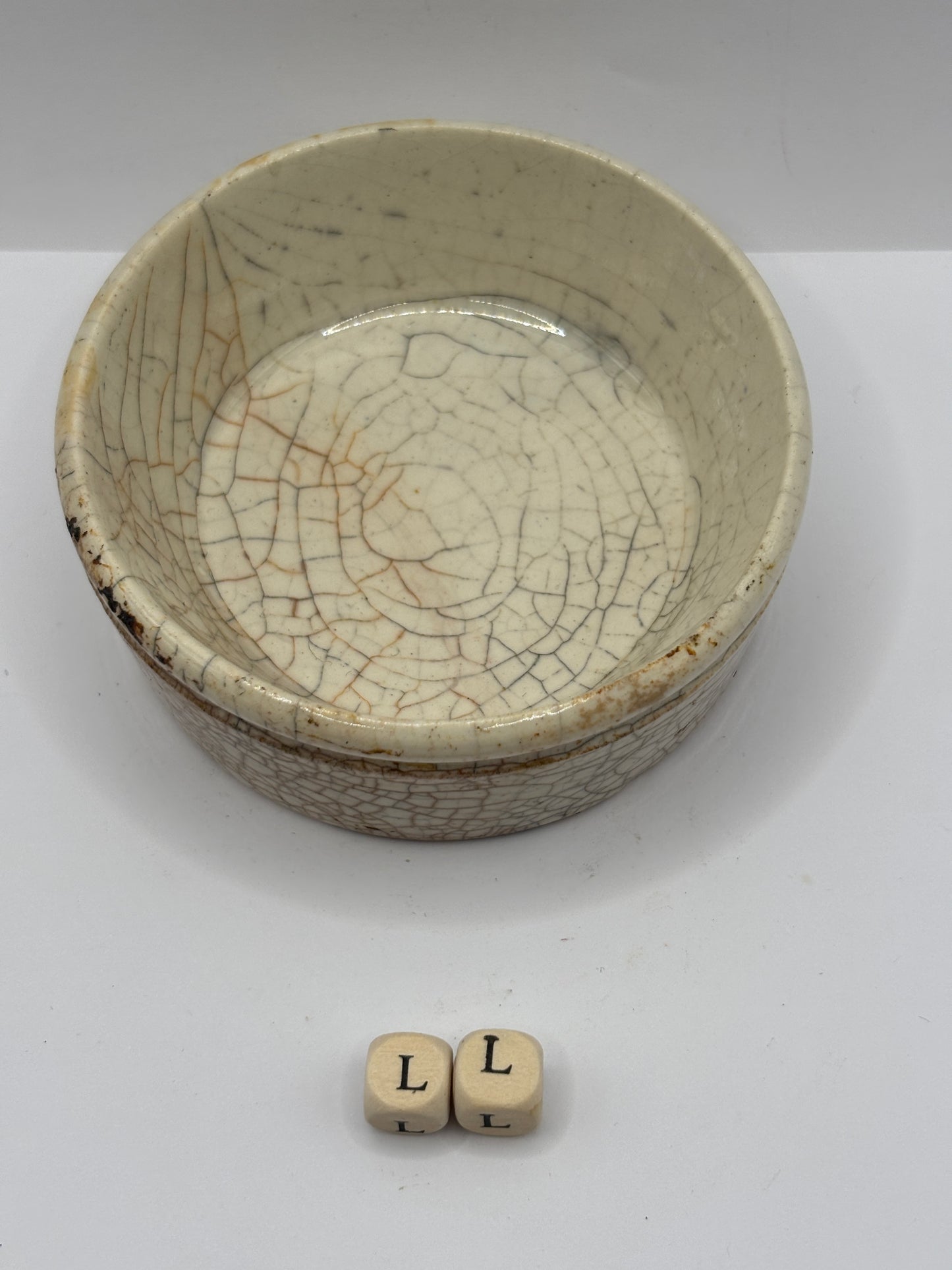 Old stoneware meat paste pot, potted meat (LL)