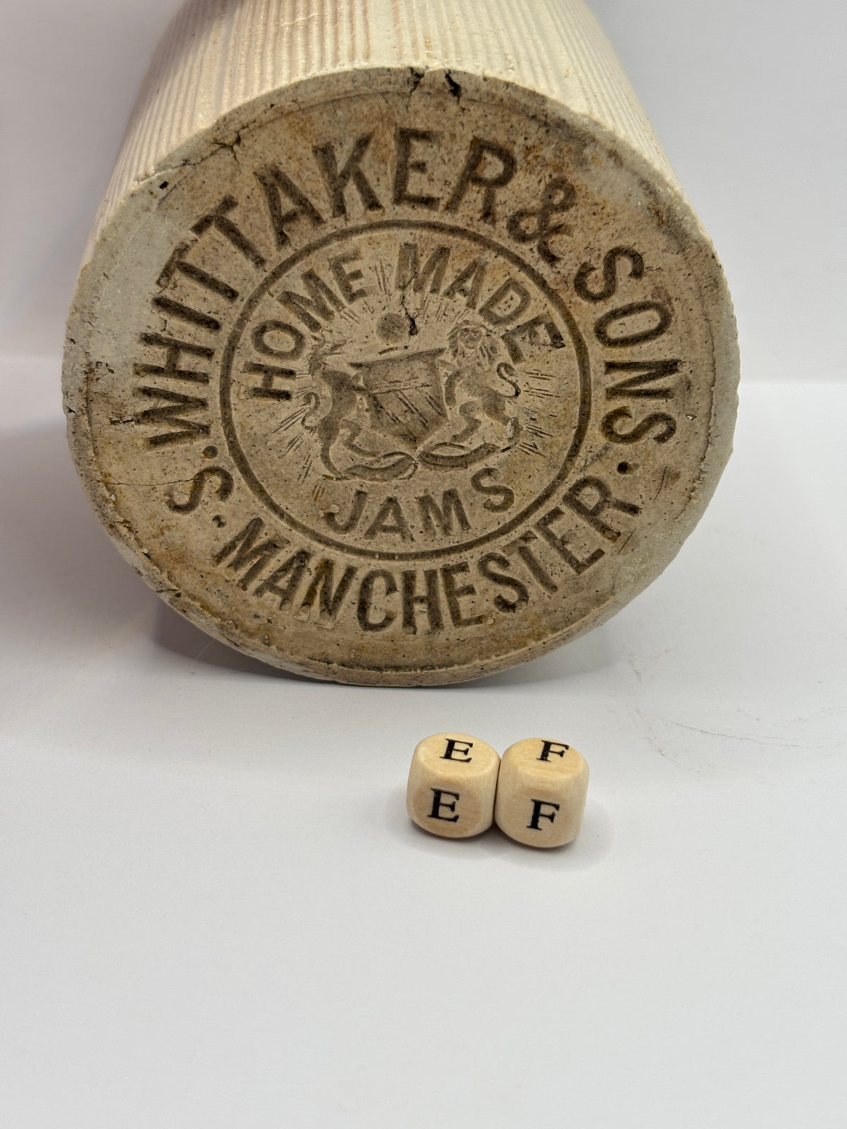 Old 1lb ribbed advertising stoneware jam pot (EF) Whittaker & Sons