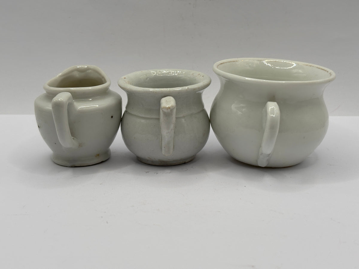 3 old small dolls house jugs