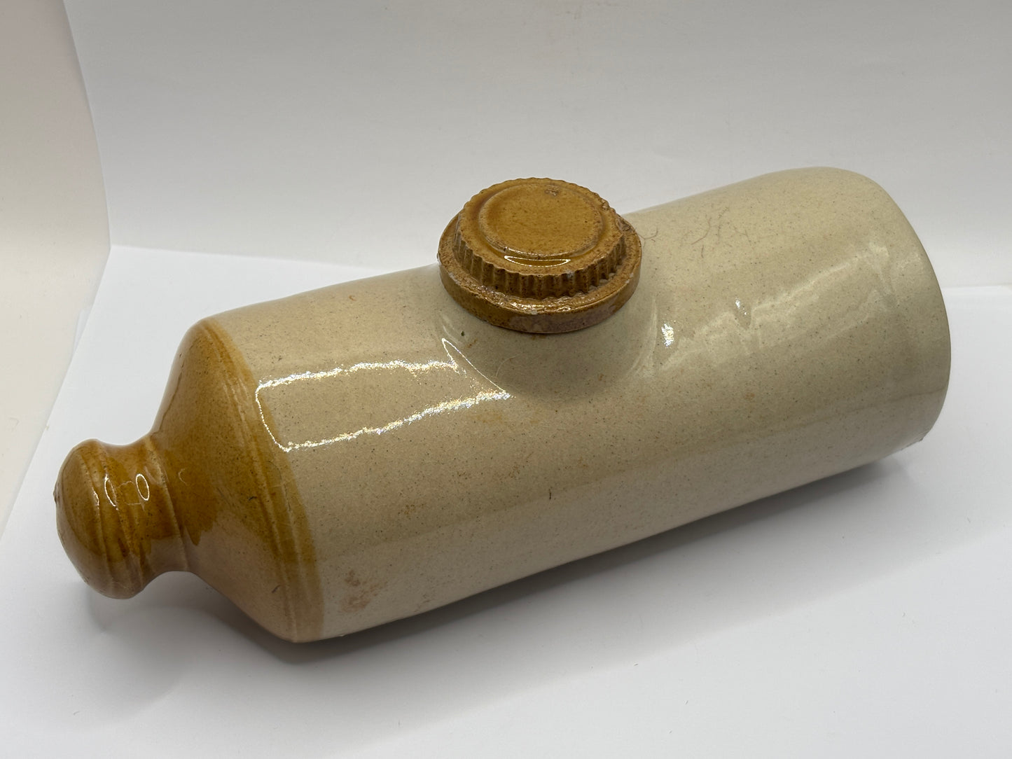 Old stoneware bed warmer/ foot warmer