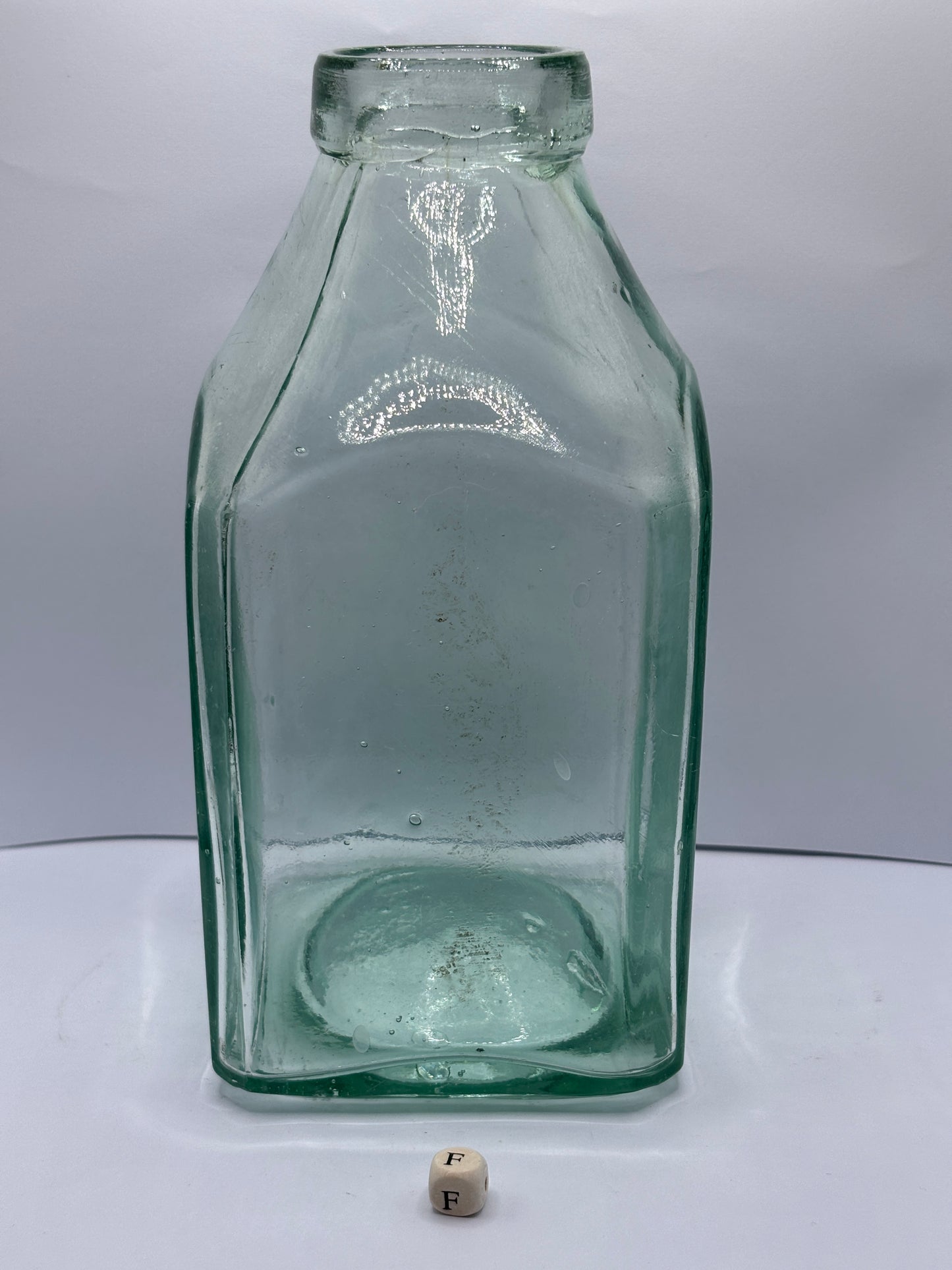 Old large square glass pickle jar 20cms (F)