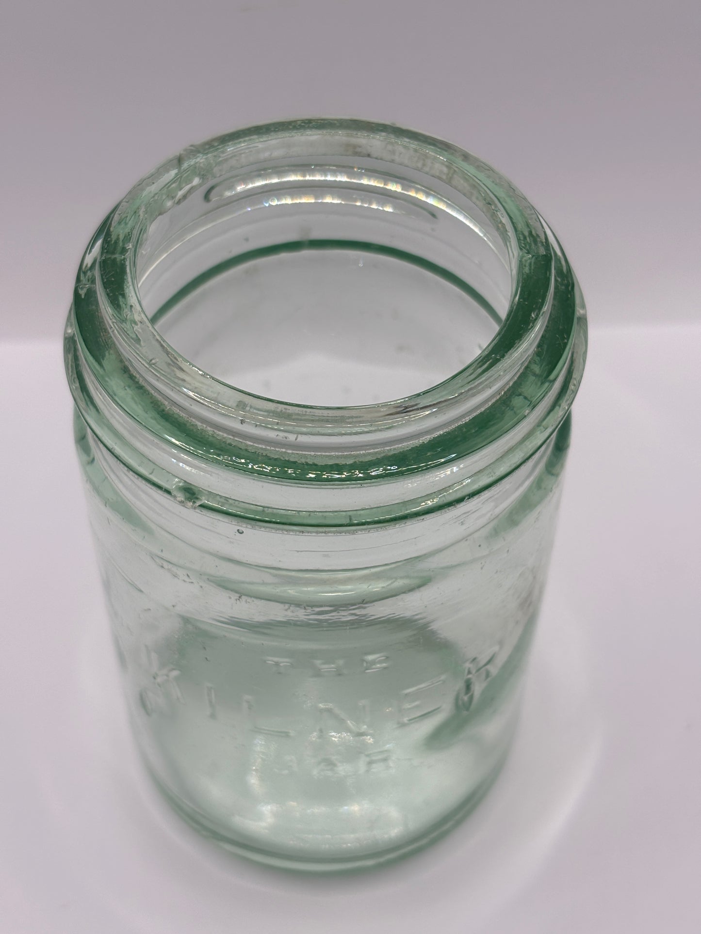 Old aqua glass kilner jar (M)