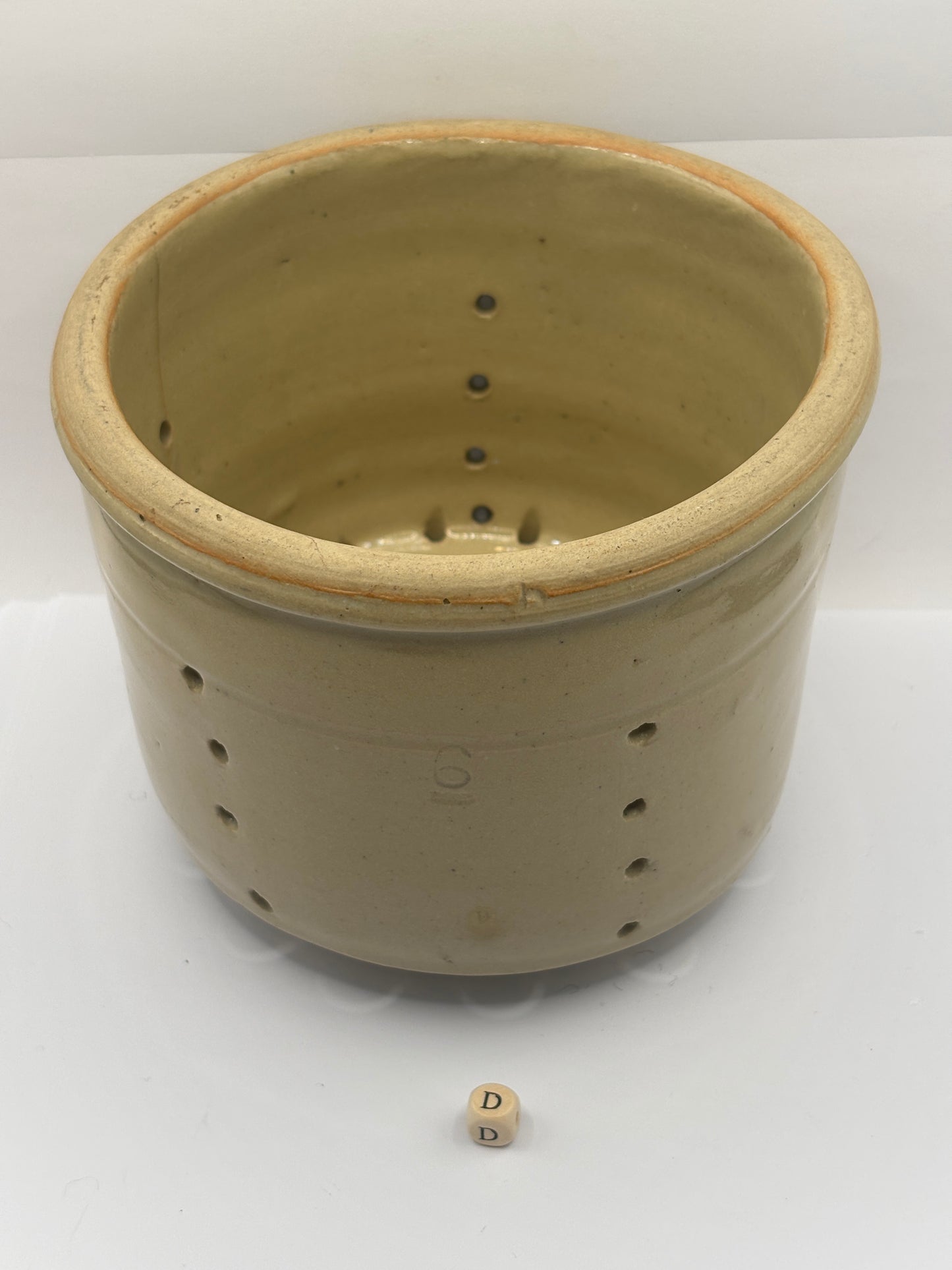 Old french stoneware cheese strainer, cheese mold (D)