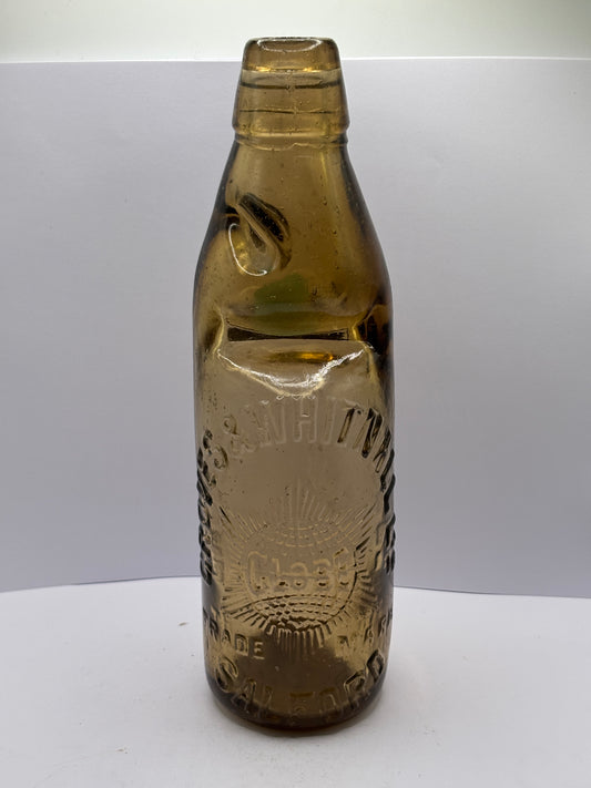 Old Groves & whitnall amber codd bottle with marble