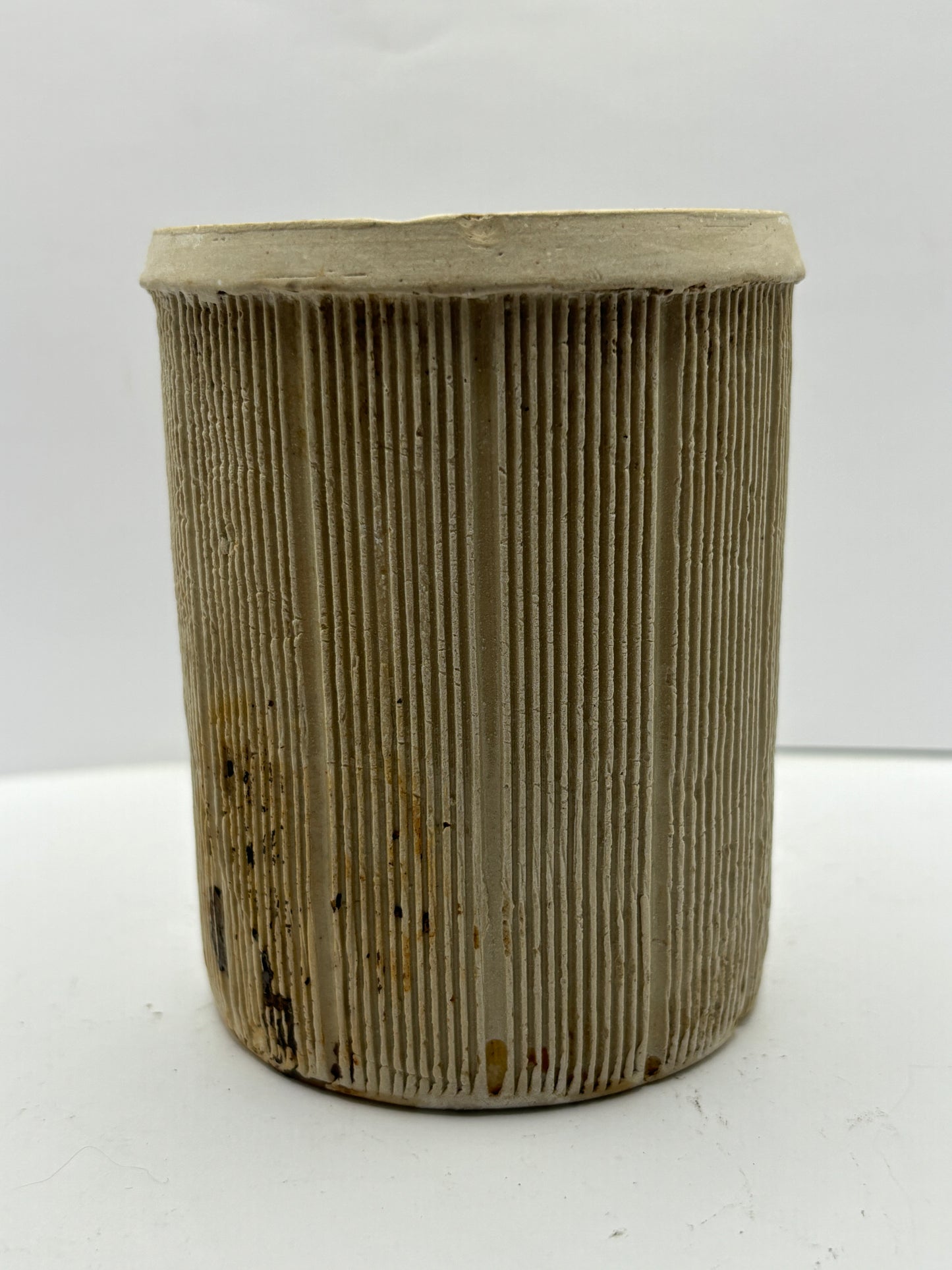 Old unusual Ribbed stoneware jam pot, Alvina’s preserves