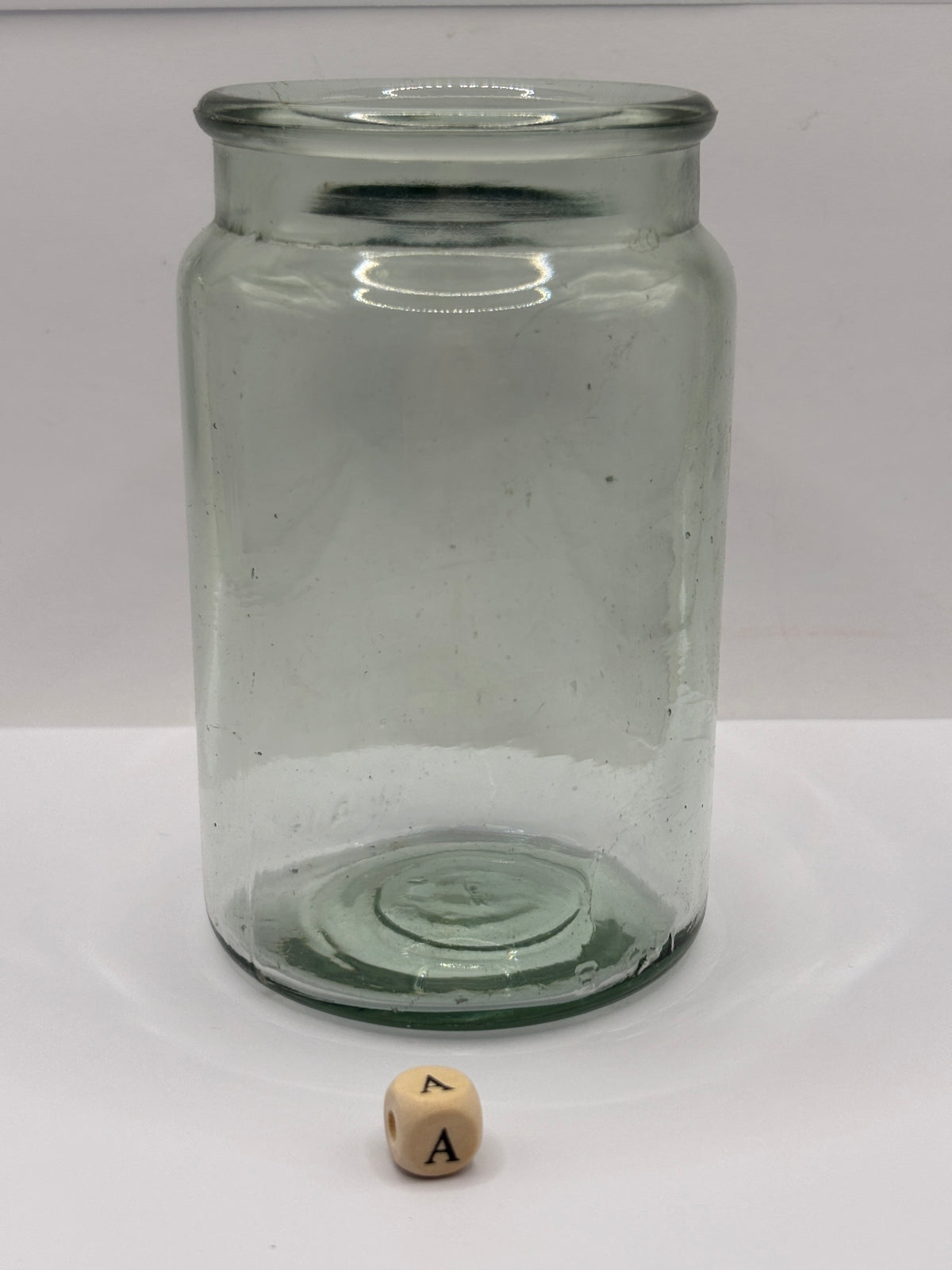 Old aqua glass pickle jar (a)