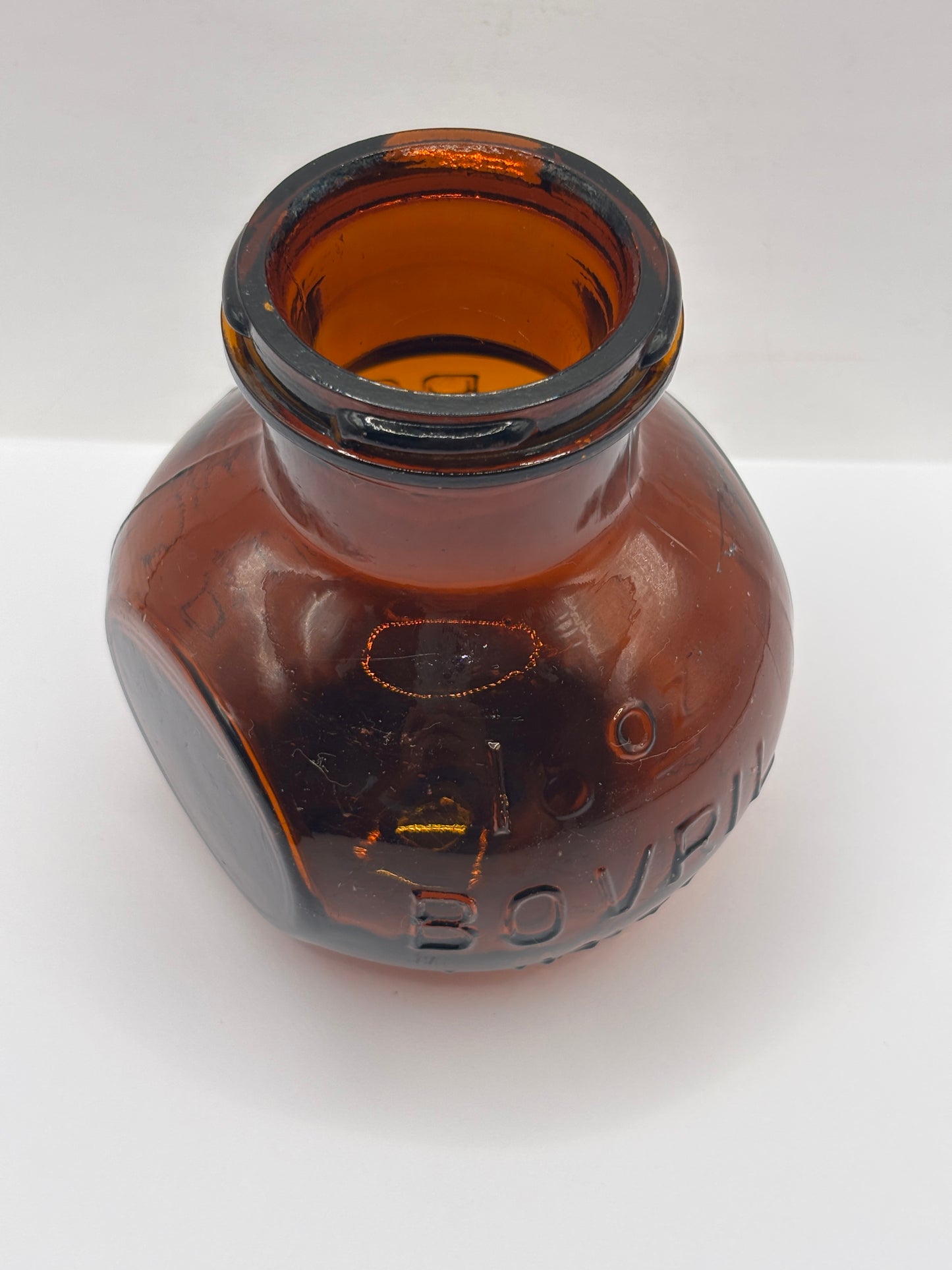 old amber glass bovril bottle 16oz
