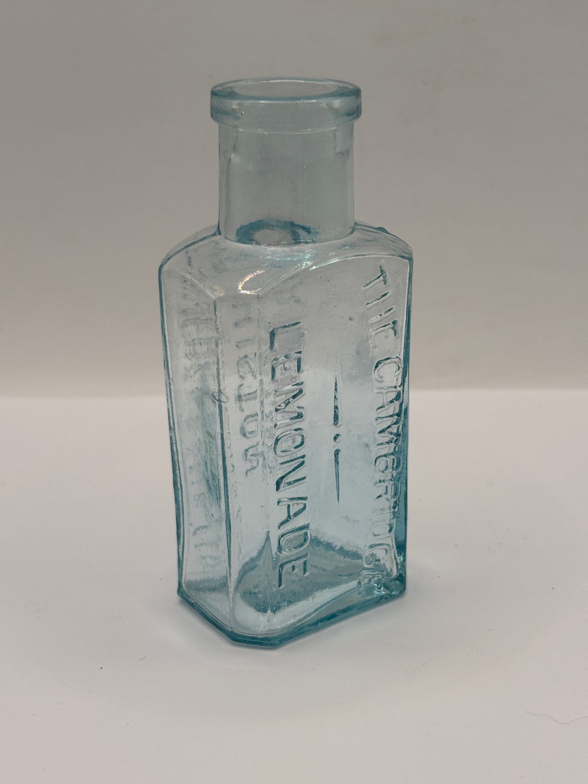 Old aqua glass advertising bottle, Chivers Lemonade