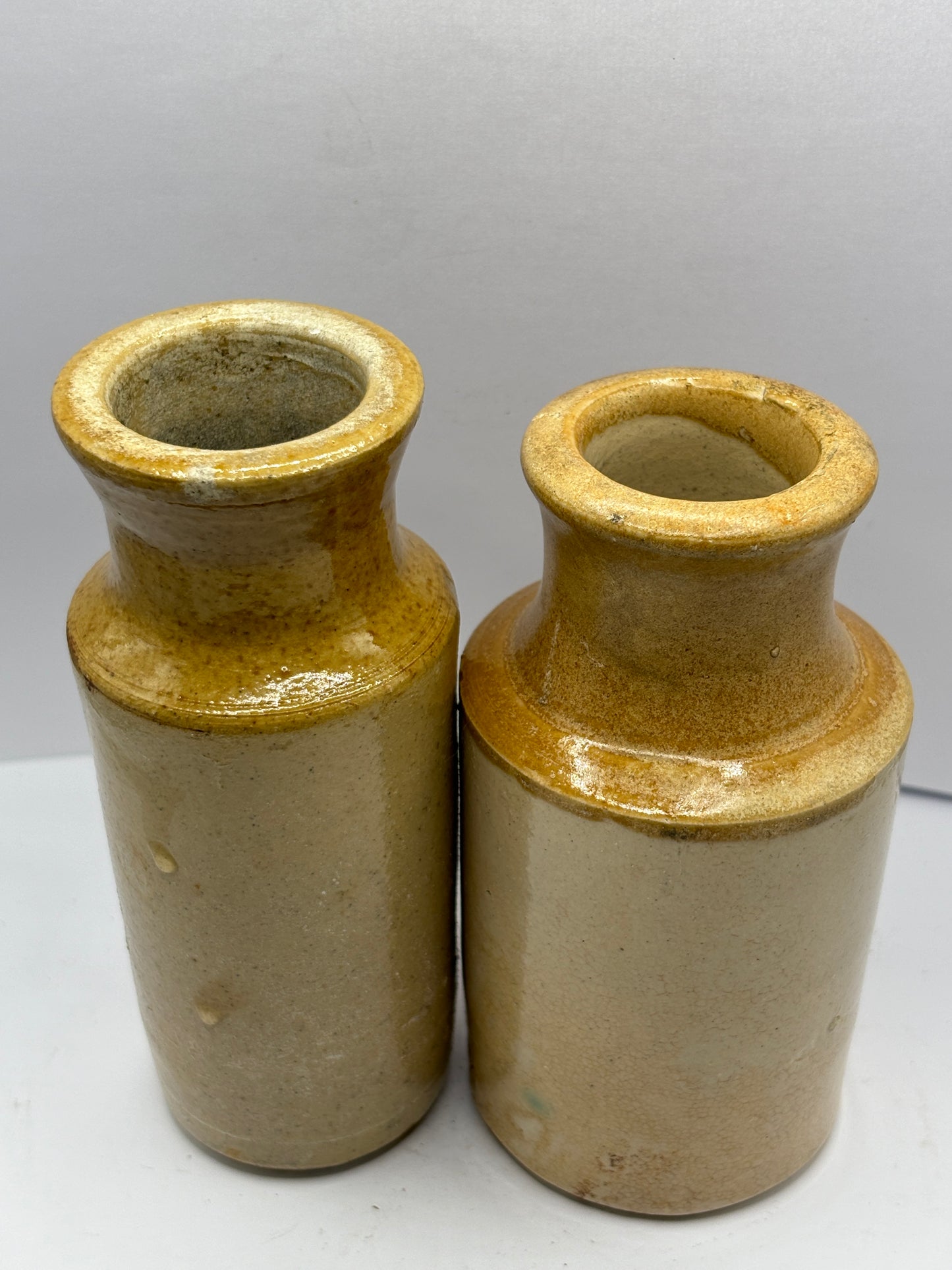 2 old stoneware blacking pots