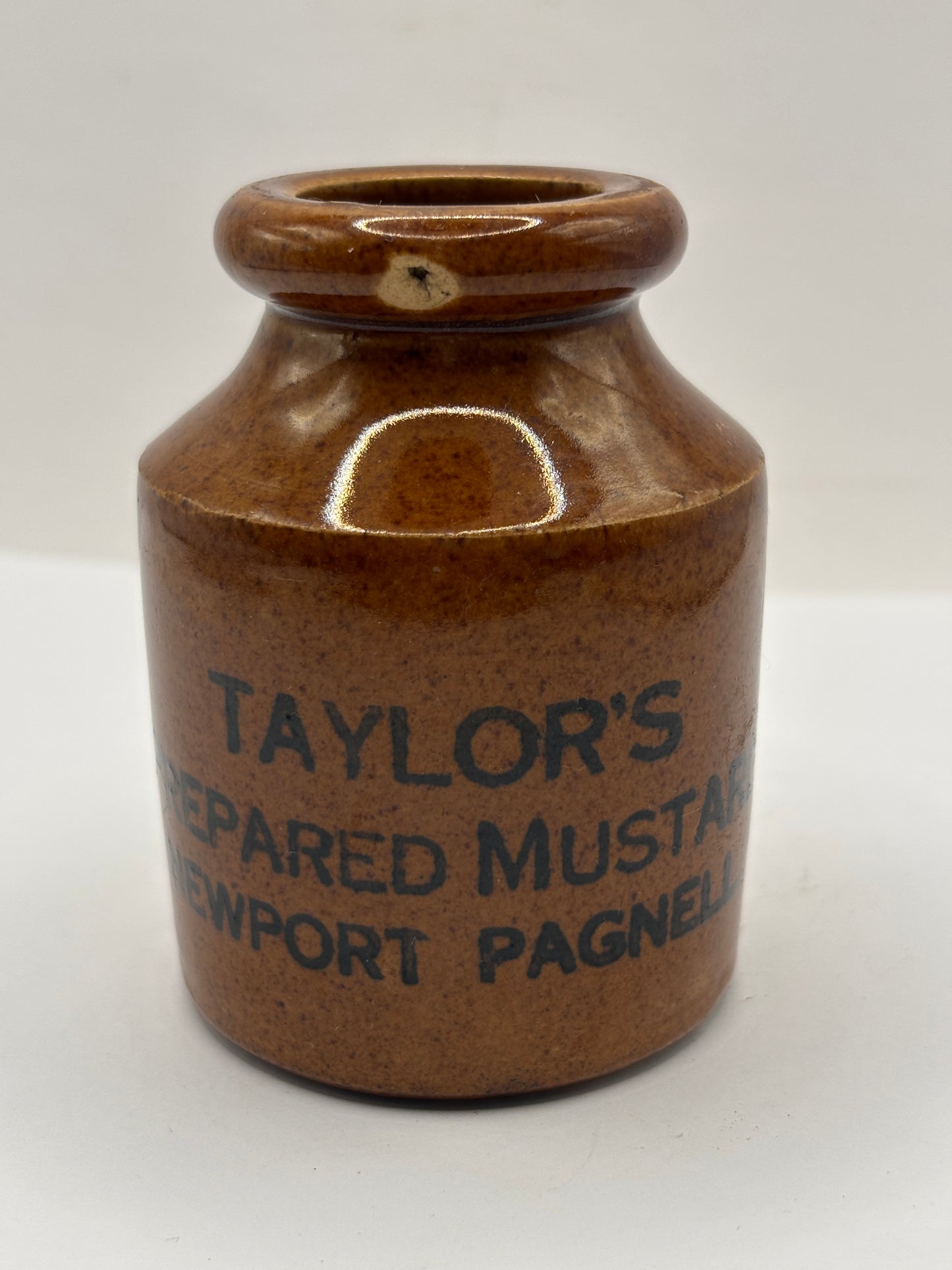 Old small sized advertising jar, Taylors prepared mustard. Chipped