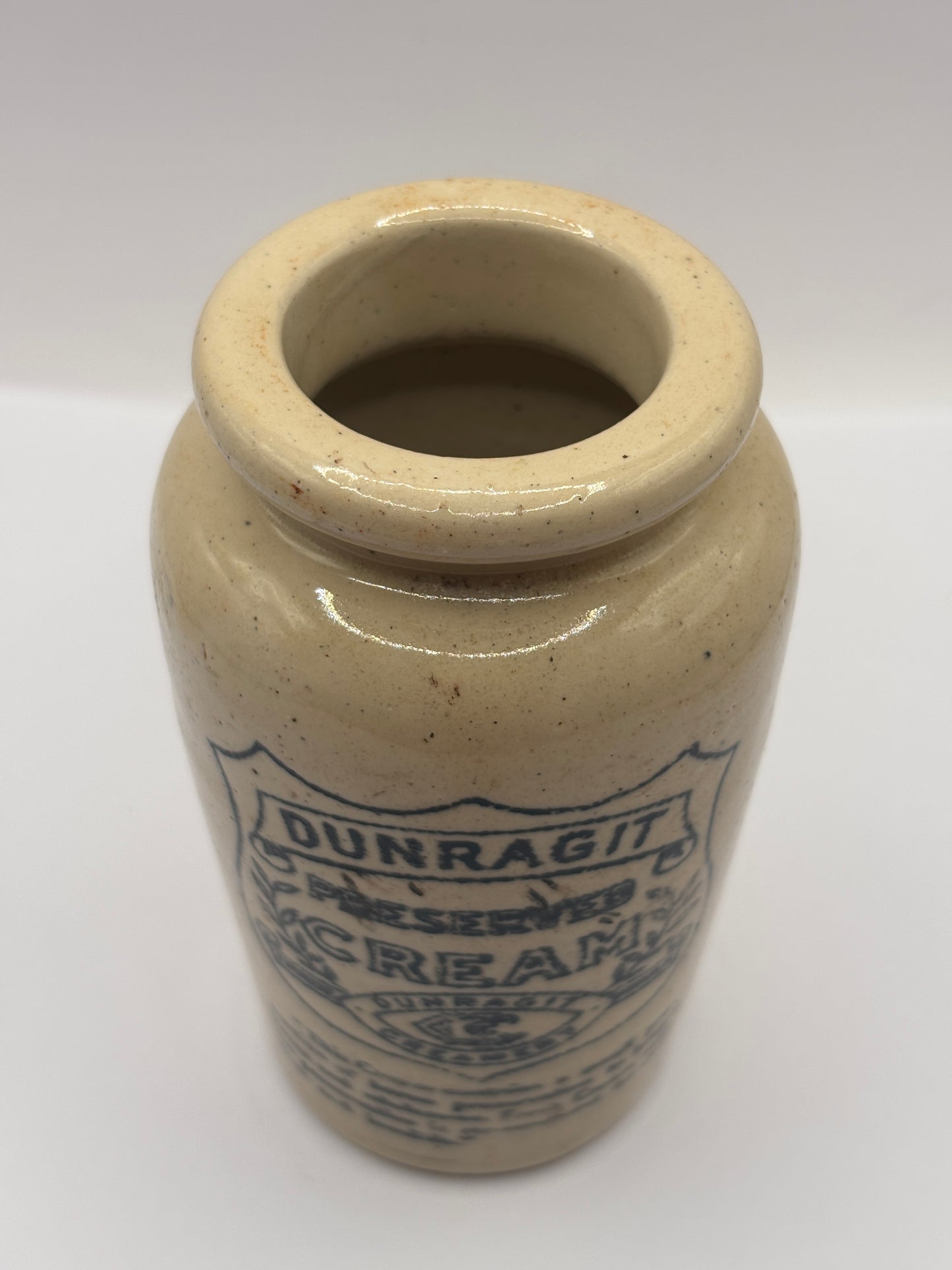 Old advertising cream pot, Dunragit preserved cream