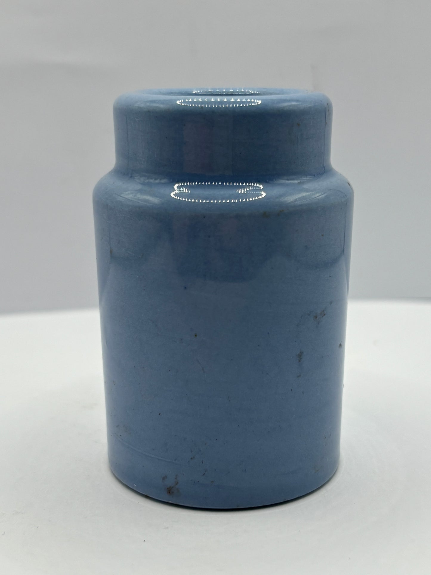 Small old blue stoneware pot