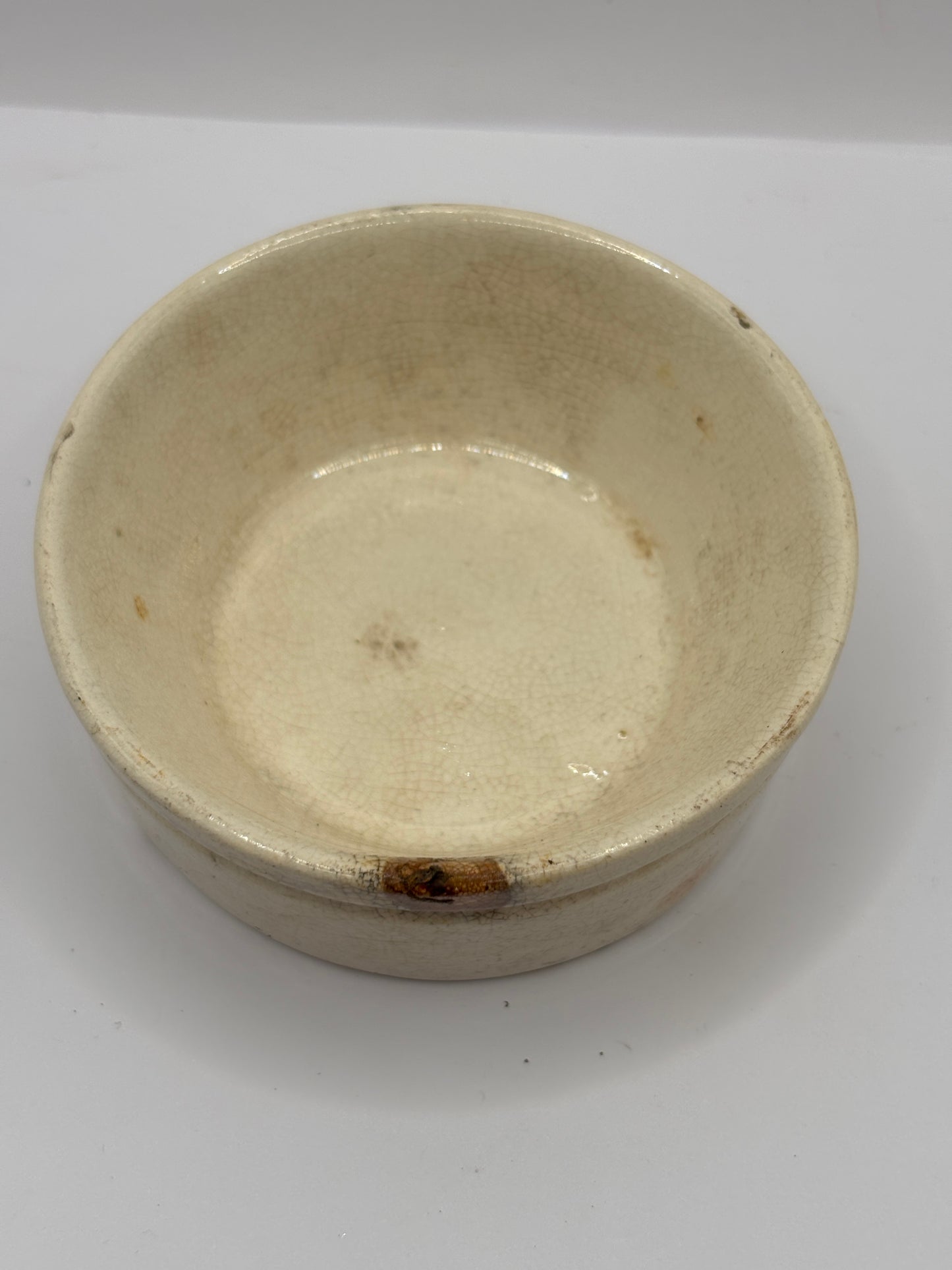 Old stoneware meat paste pot, potted meat
