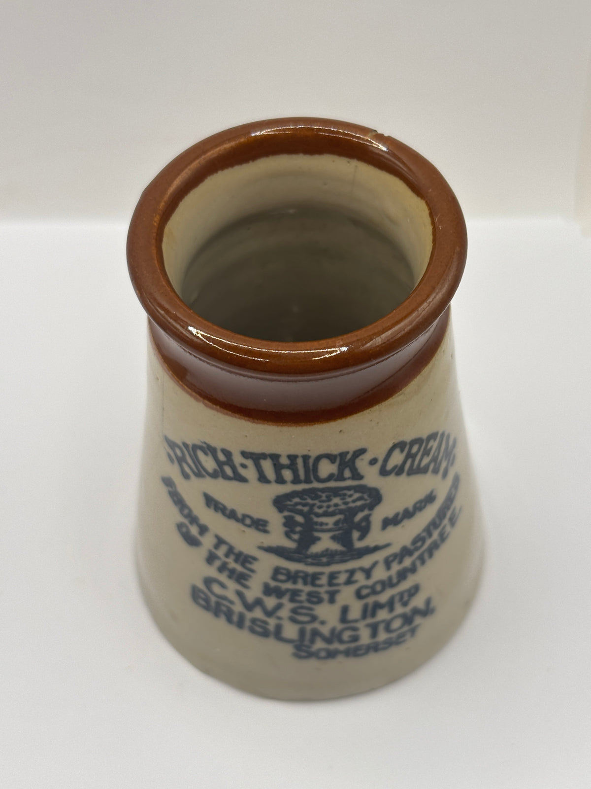 Old advertising cream pot, Bristlington Somerset, rich thick cream