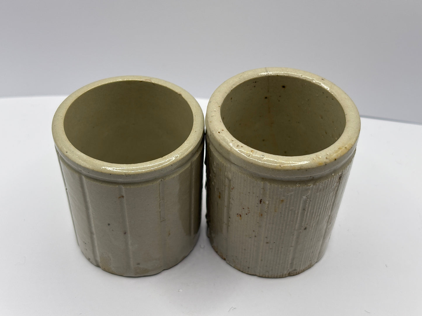 2 small stoneware jam pot