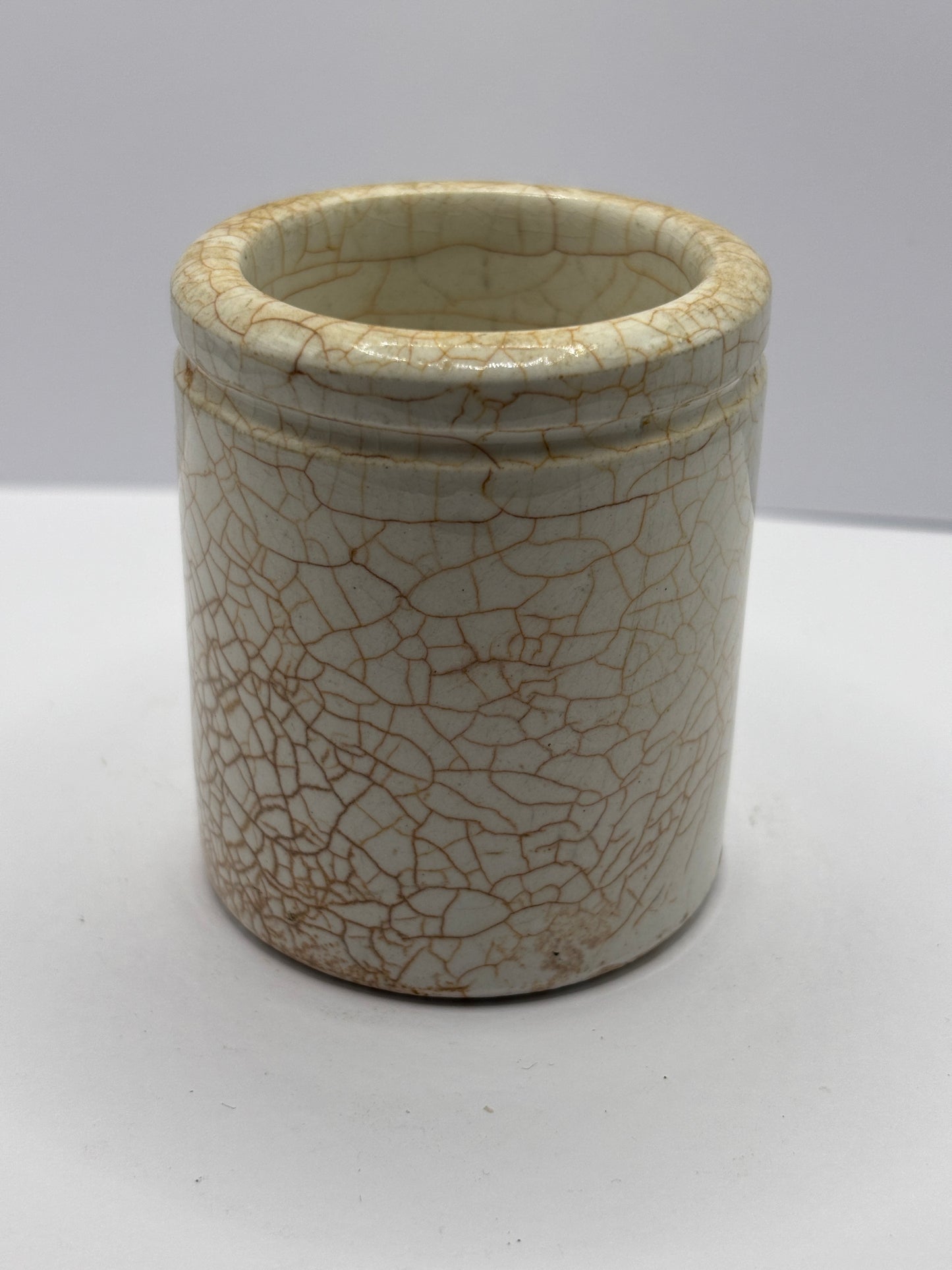 Old stained & crazed sainsburys advertising pot