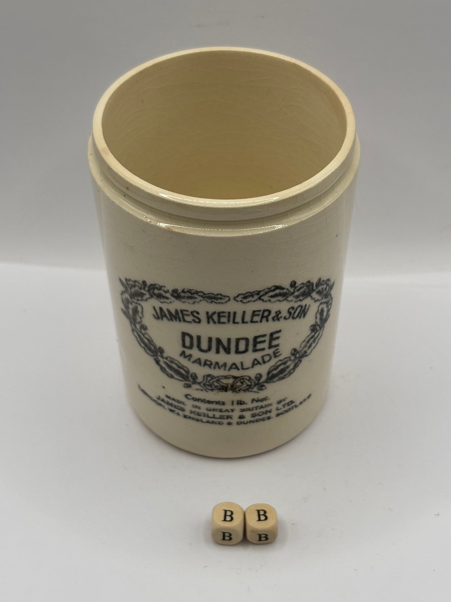 Old 1lb James Keiller Dundee marmalade jar (BB)