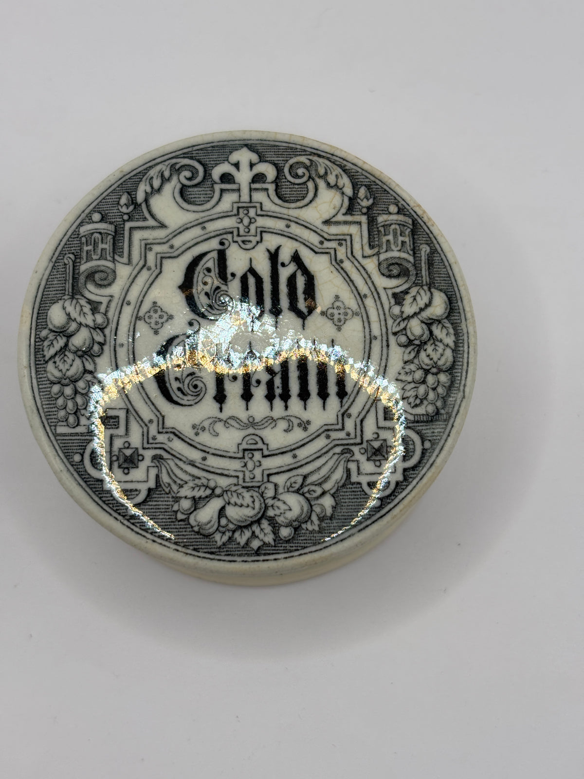Old advertising lid and base, cold cream