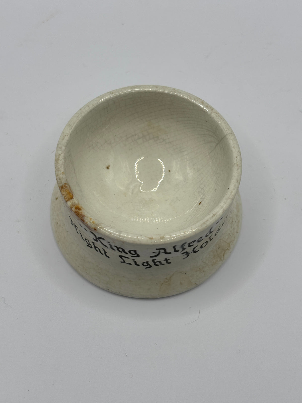Old stoneware night light holder. King Alfred Night light holder