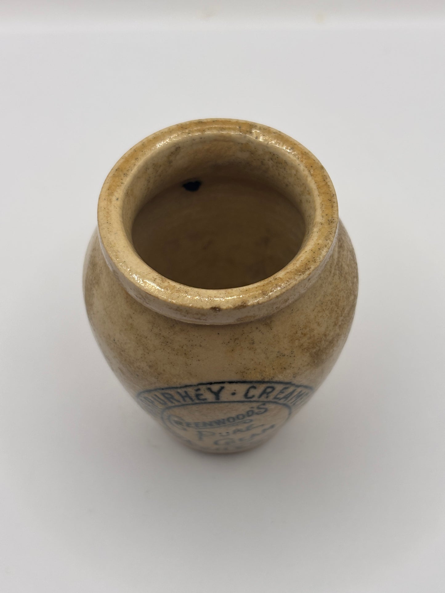 Old advertising cream pot, Harpurhey creamery Manchester 7cms