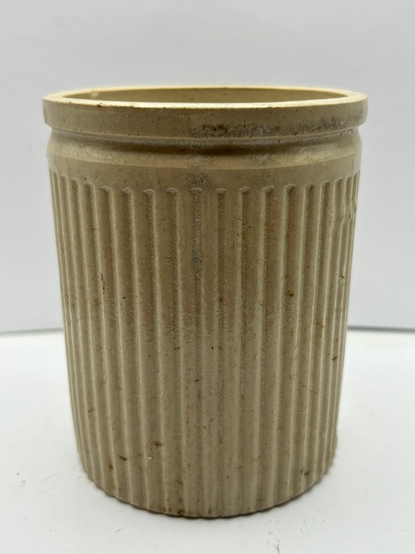 Old Ribbed stoneware jam pot