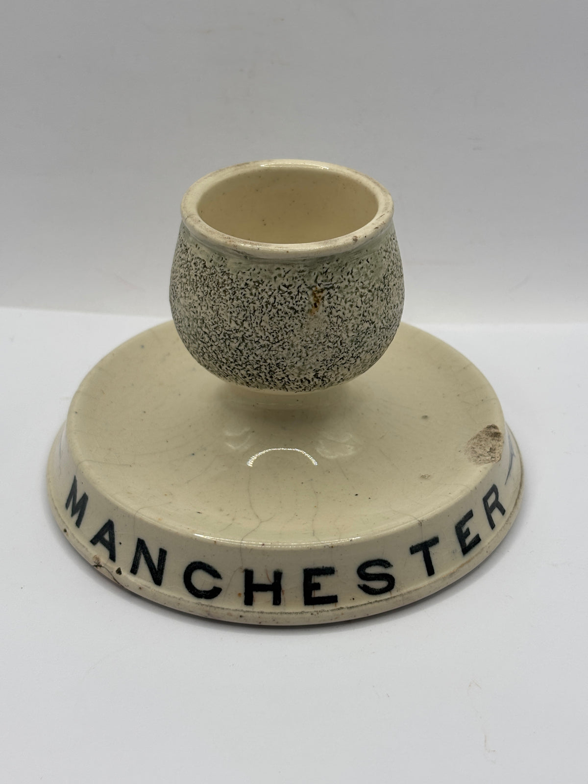 Old advertising stoneware match striker. HY Bannister Manchester