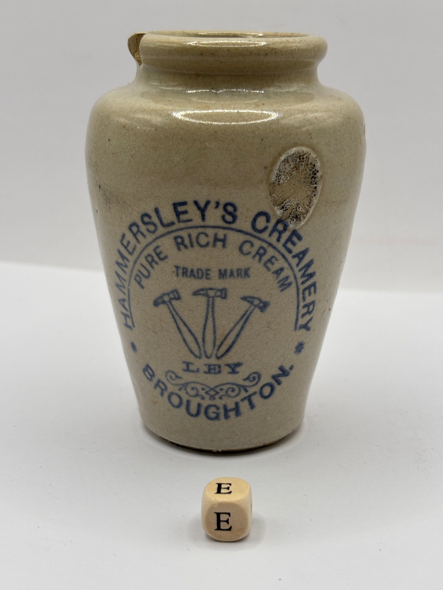 Old advertising cream pot, Hammersleys (e) damaged