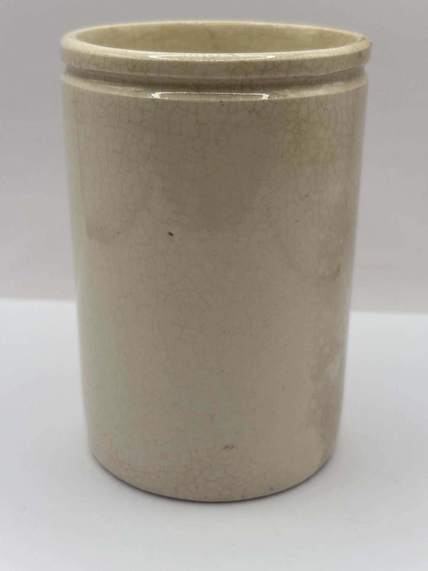 Old stained & crazed stoneware jam & marmalade pot