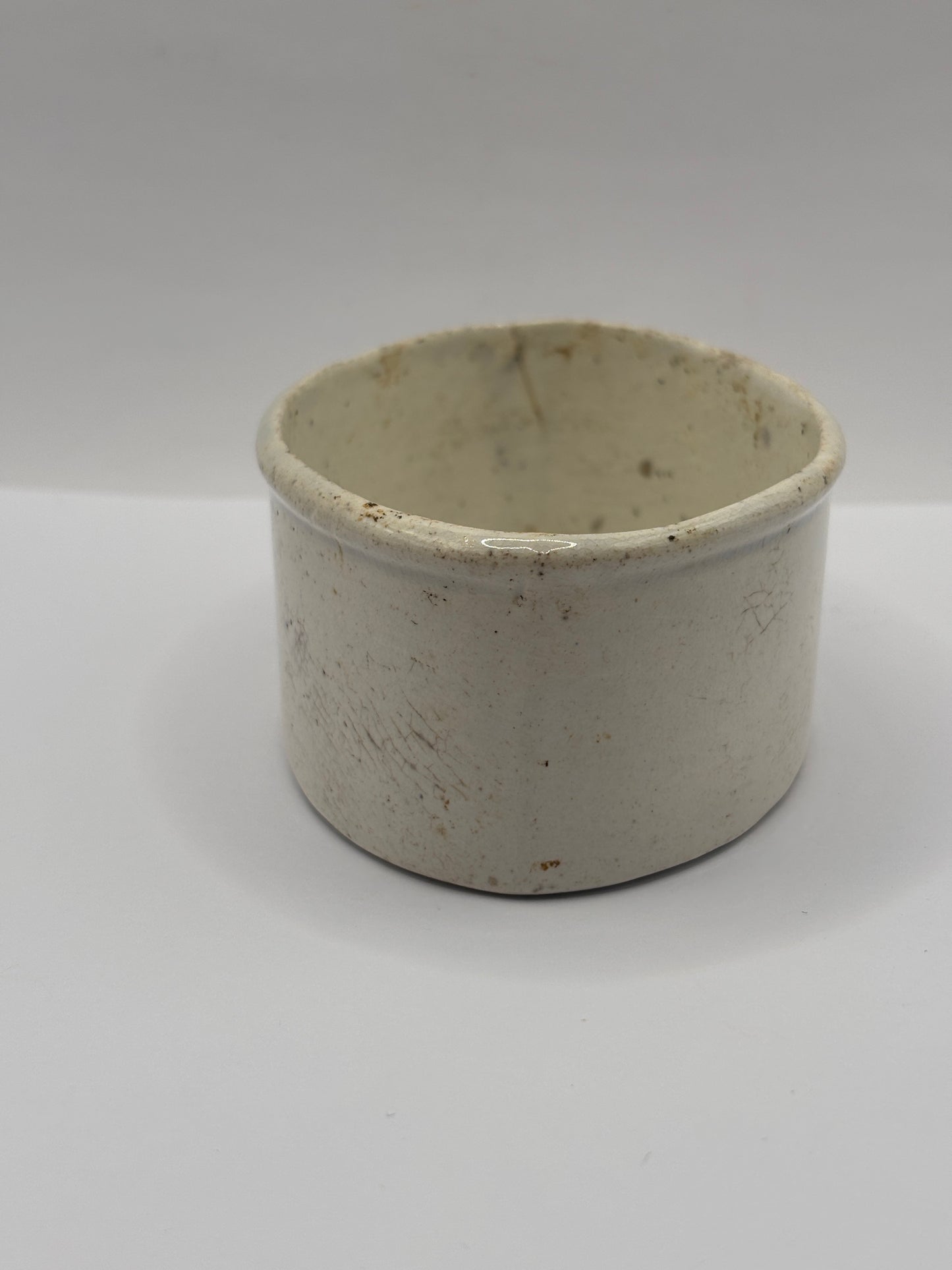 Old oval stoneware meat paste pot, potted meat