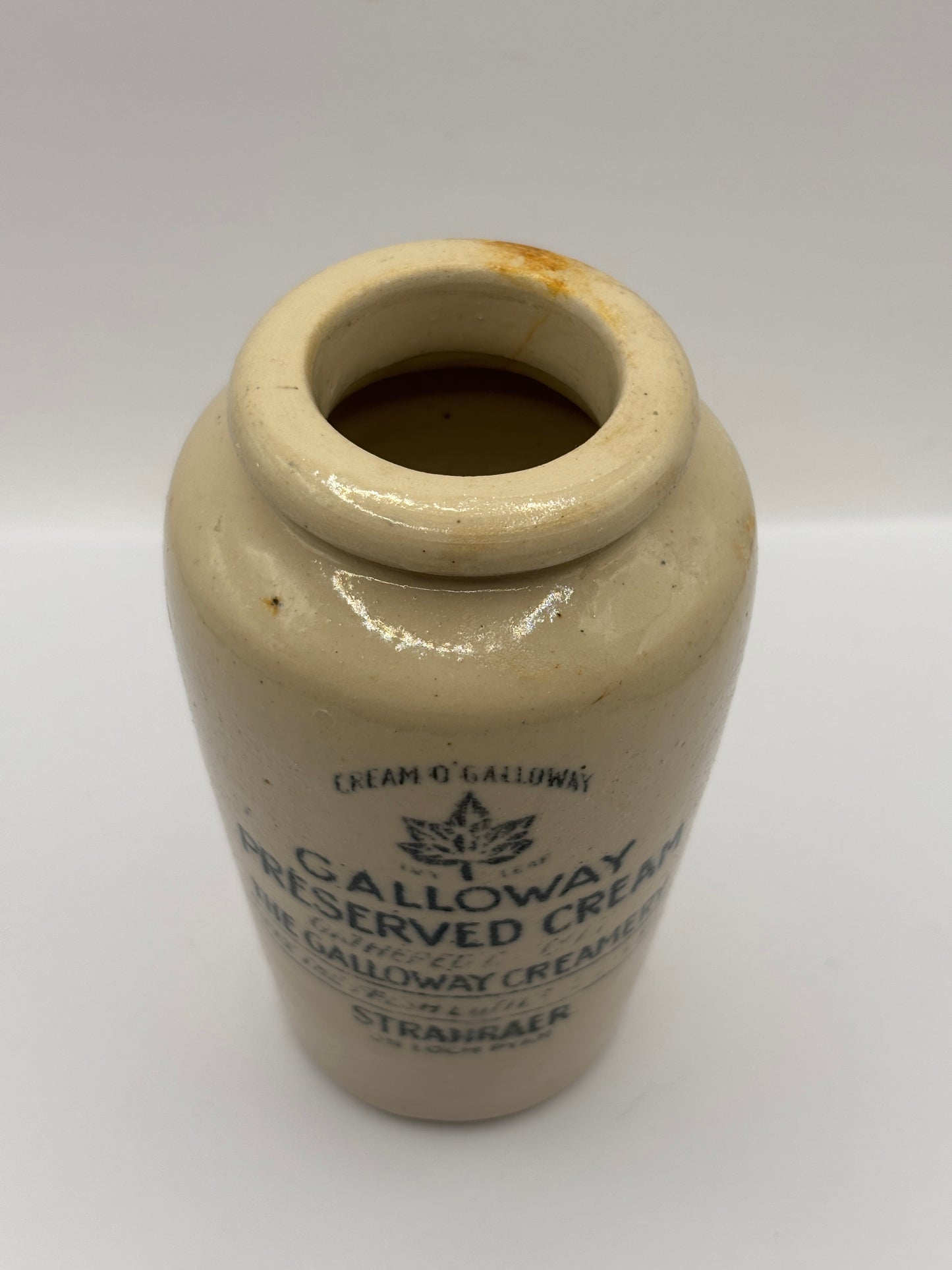 Old advertising cream pot, Galloway creamery Stranraer
