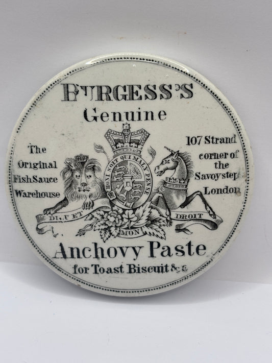 old advertising lid, Burgess’s anchovy paste