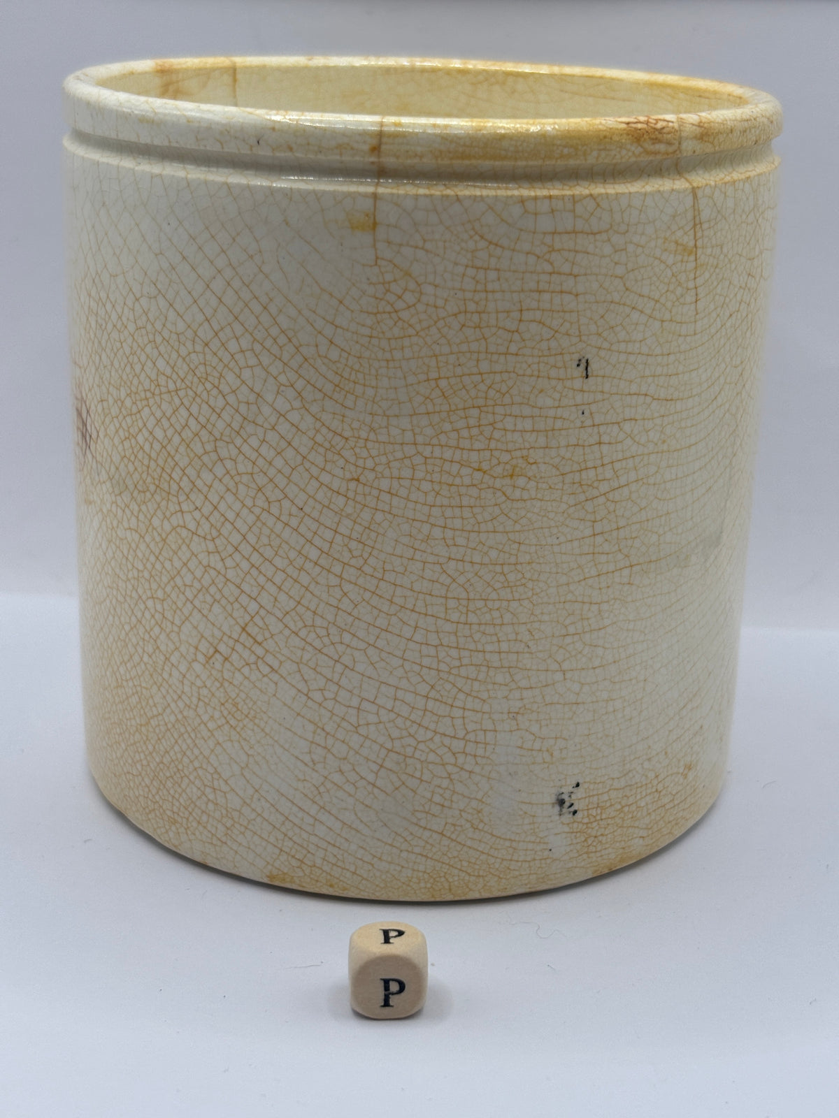 Old 2lb stoneware marmalade pot, James Keiller Dundee marmalade (P) damaged