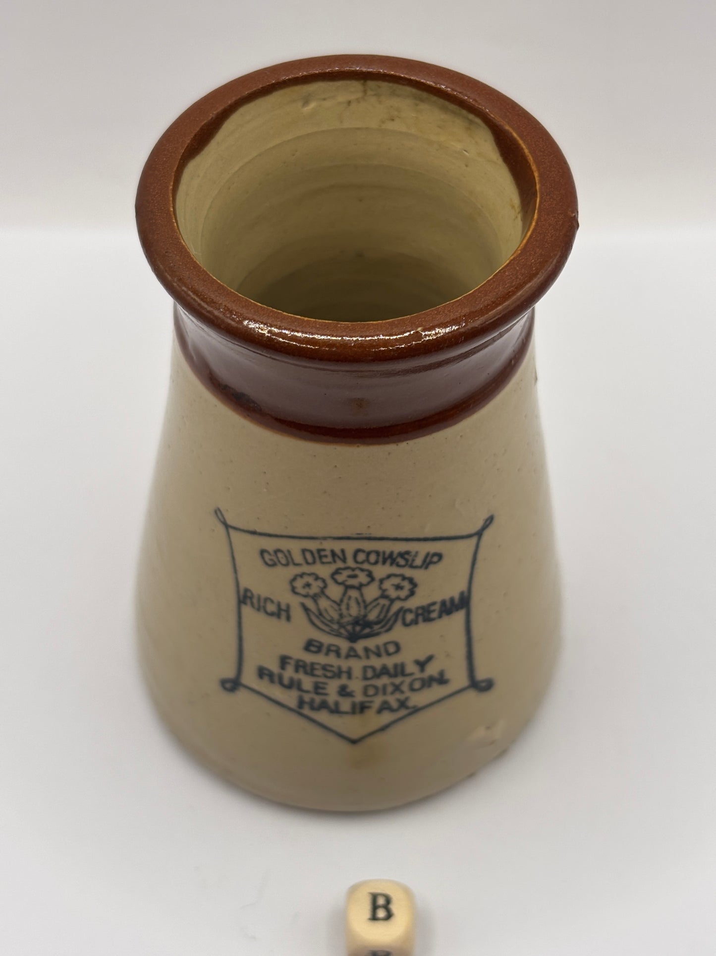 Old advertising cream pot, Cowslip (B)