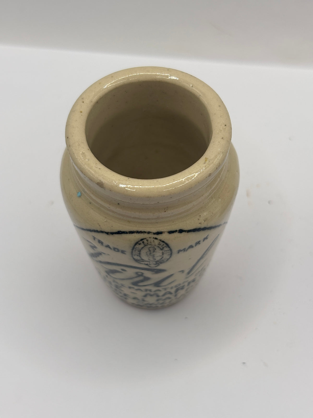 Old advertising stoneware Virol pot, 7.5cm