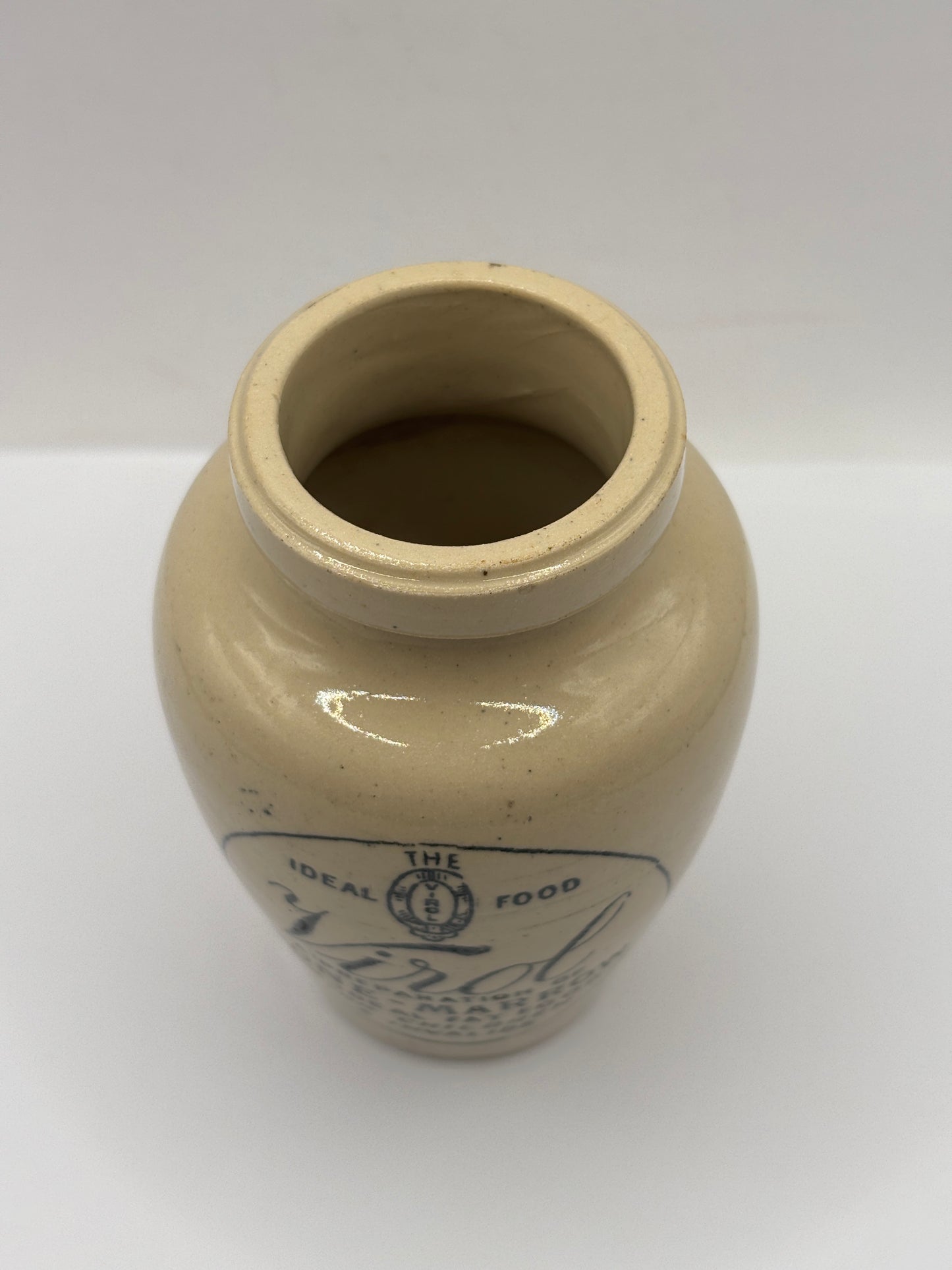 Old advertising stoneware Virol pot 10.5cms