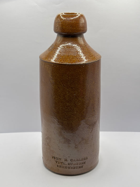 Old stoneware vets bottle, Vety Surgeon Shrewsbury