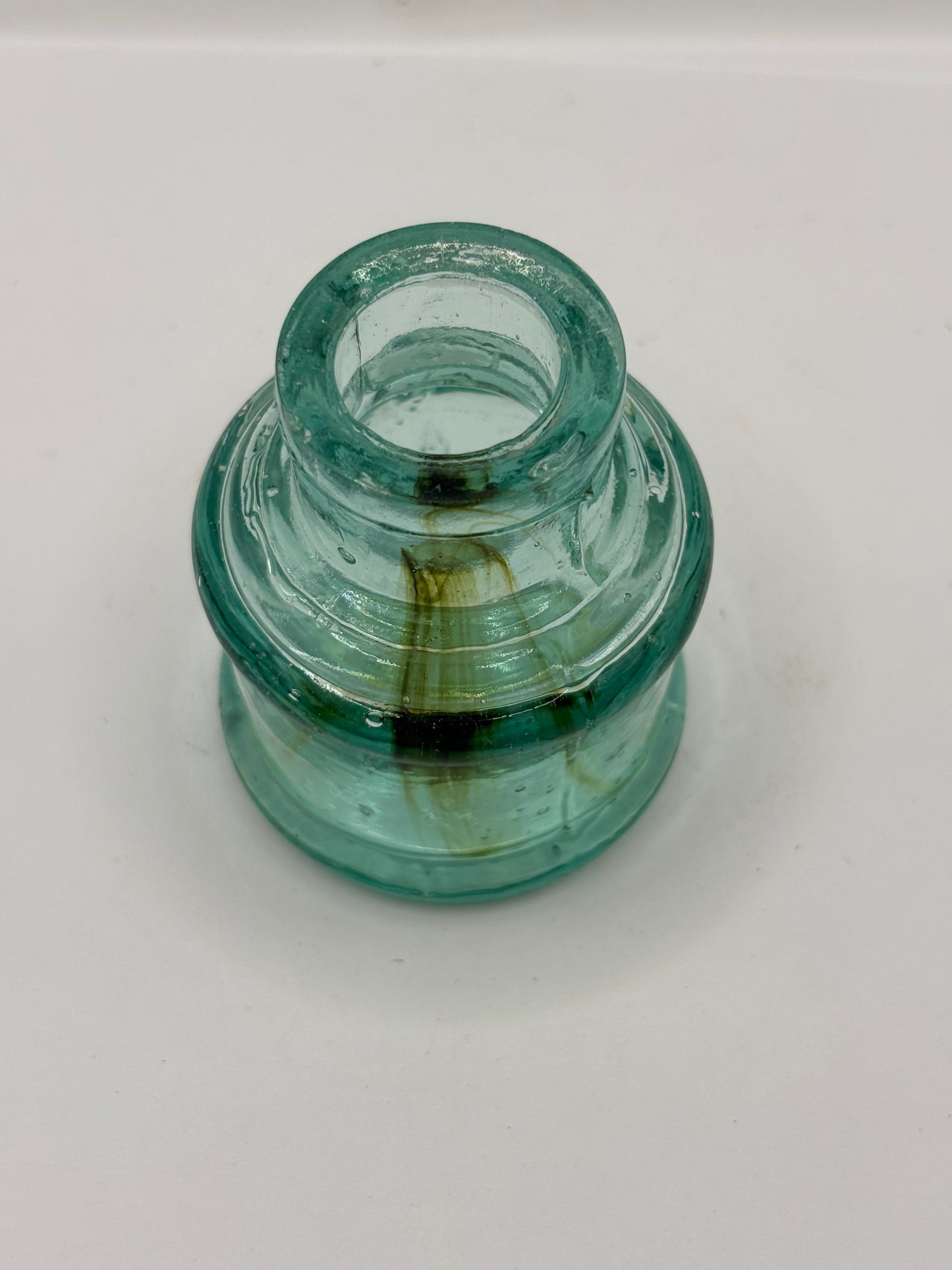Old aqua glass ink with swirls