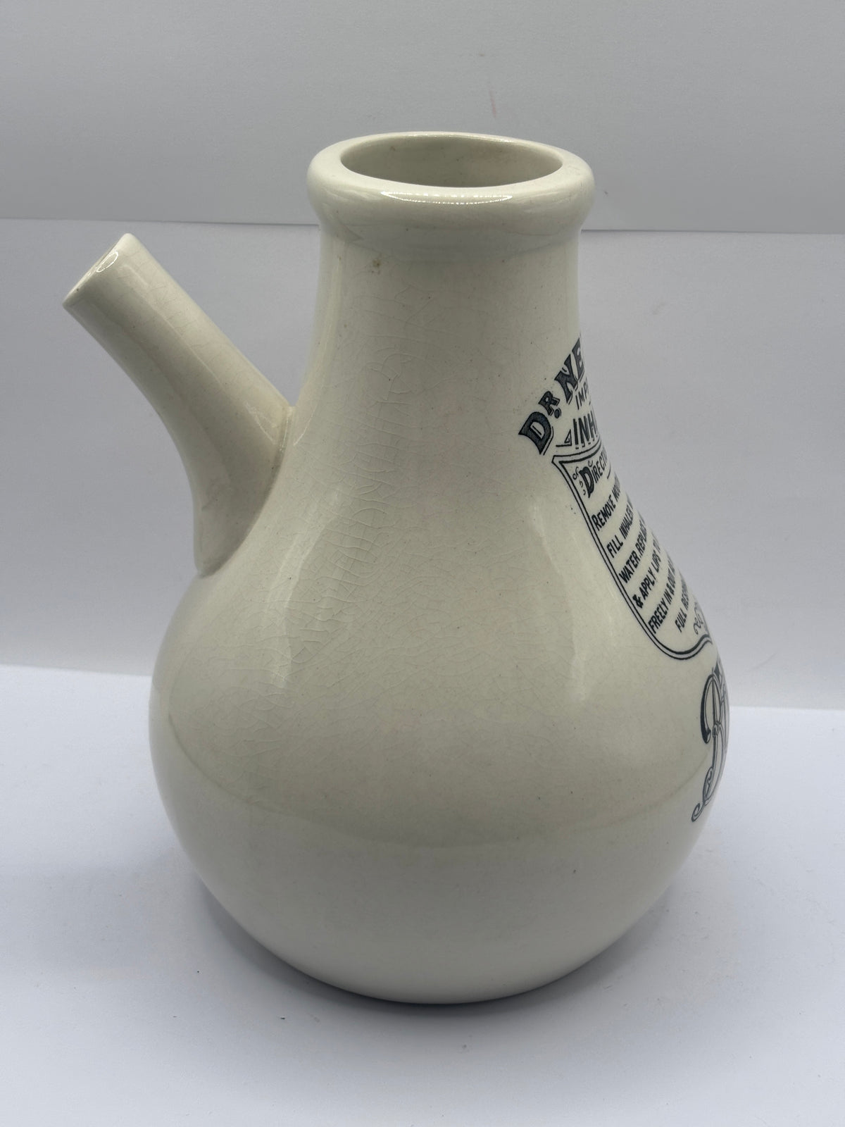 Old advertising stoneware inhaler, Dr Nelsons improved inhale, Boots the chemists