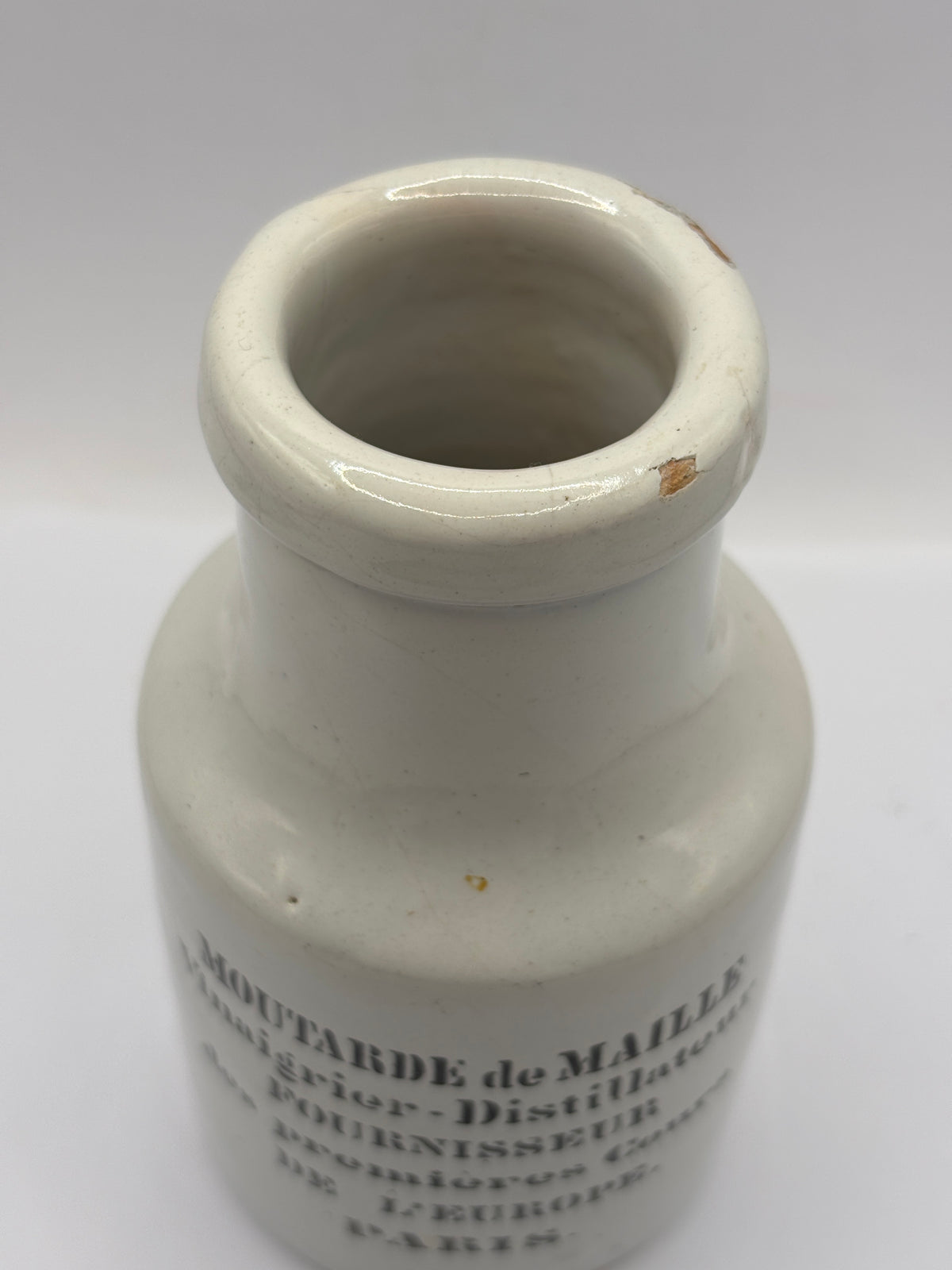 Old stoneware french mustard jar, moutarde de maille