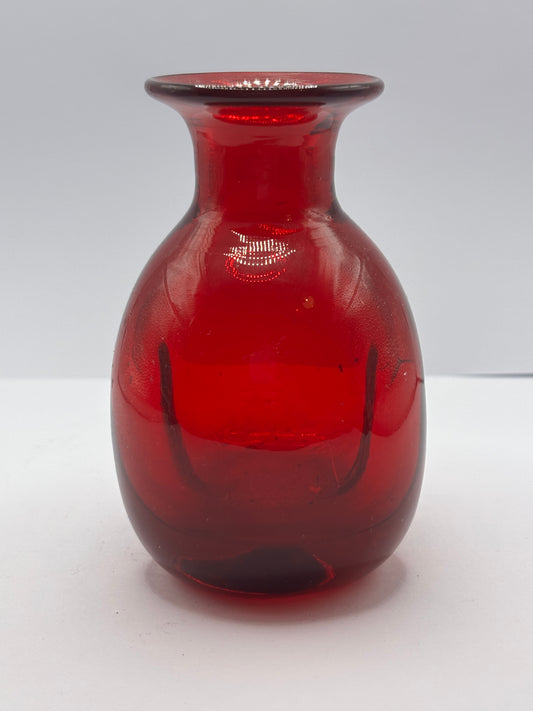 Old ruby red glass vase, dump dug