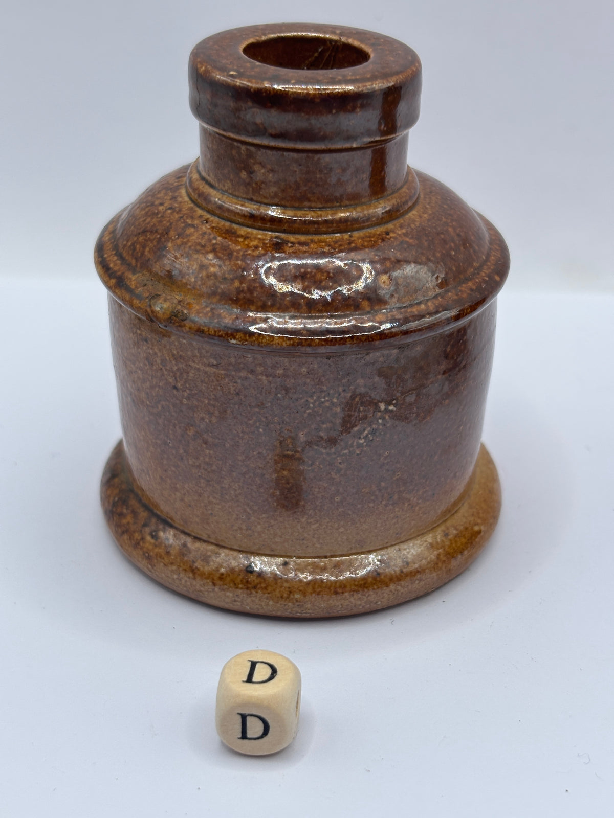 Old stoneware ink bottle, inkwell (D)