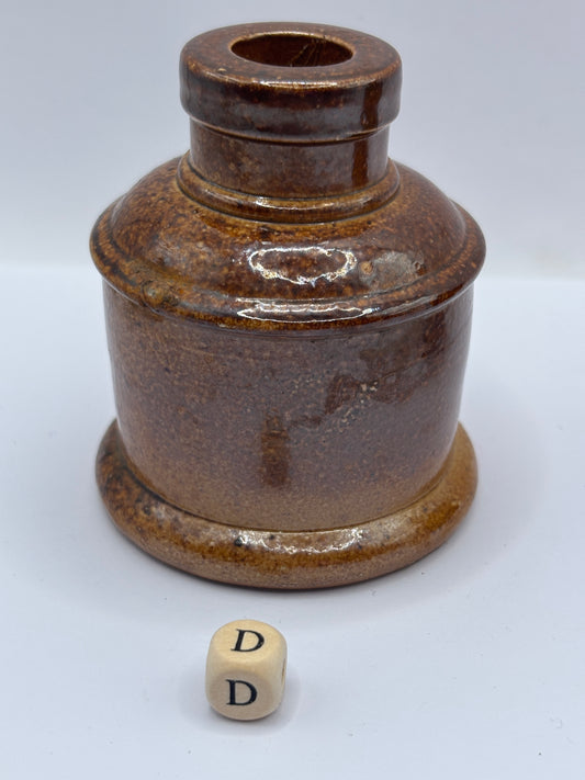 Old stoneware ink bottle, inkwell (D)