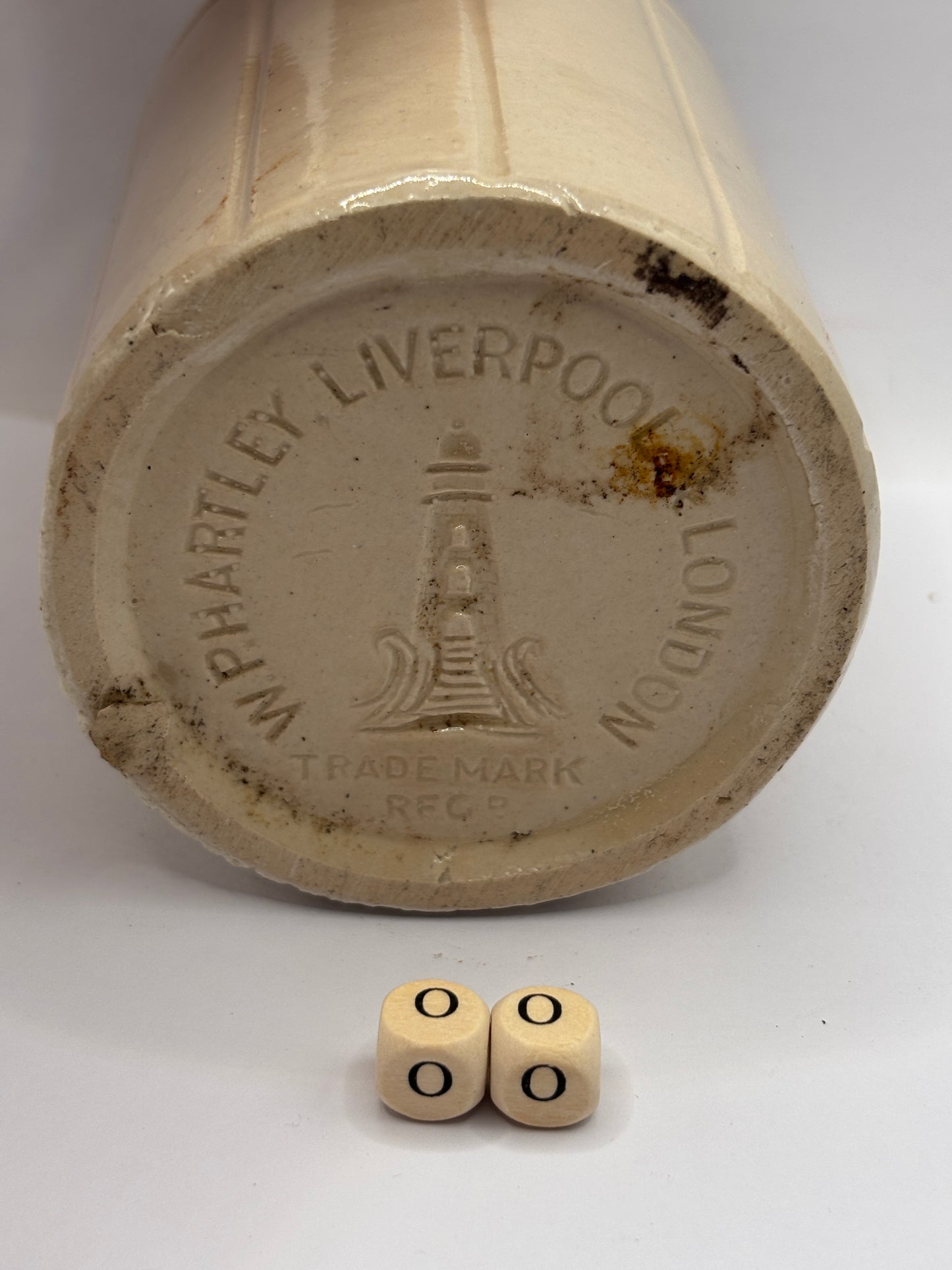 Old 1lb ribbed stoneware jam pot (oo) Hartleys