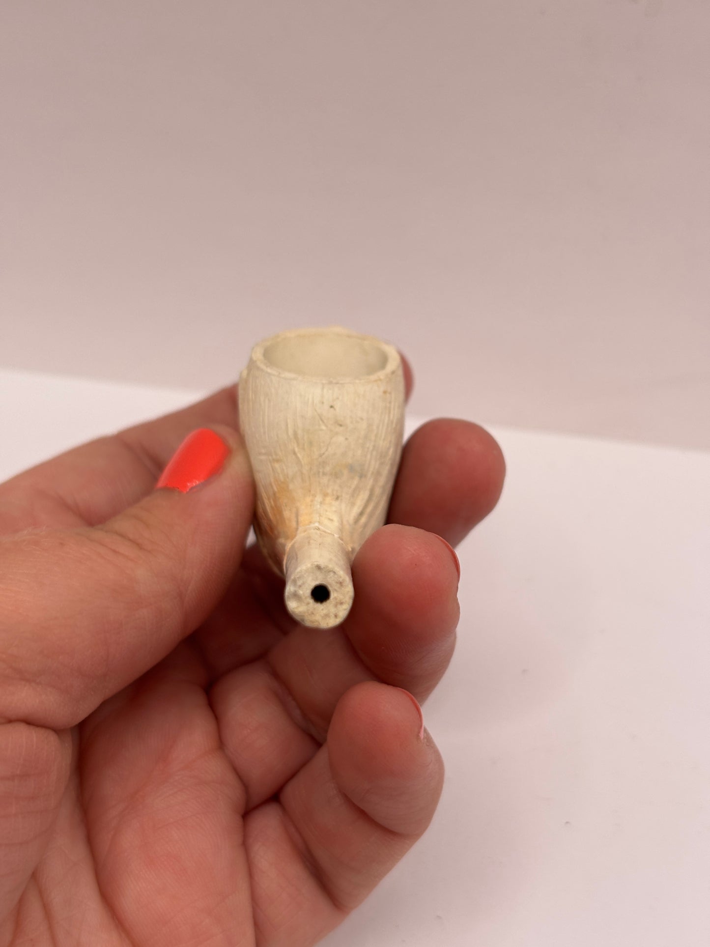 Old figural clay pipe head, pipe bowl