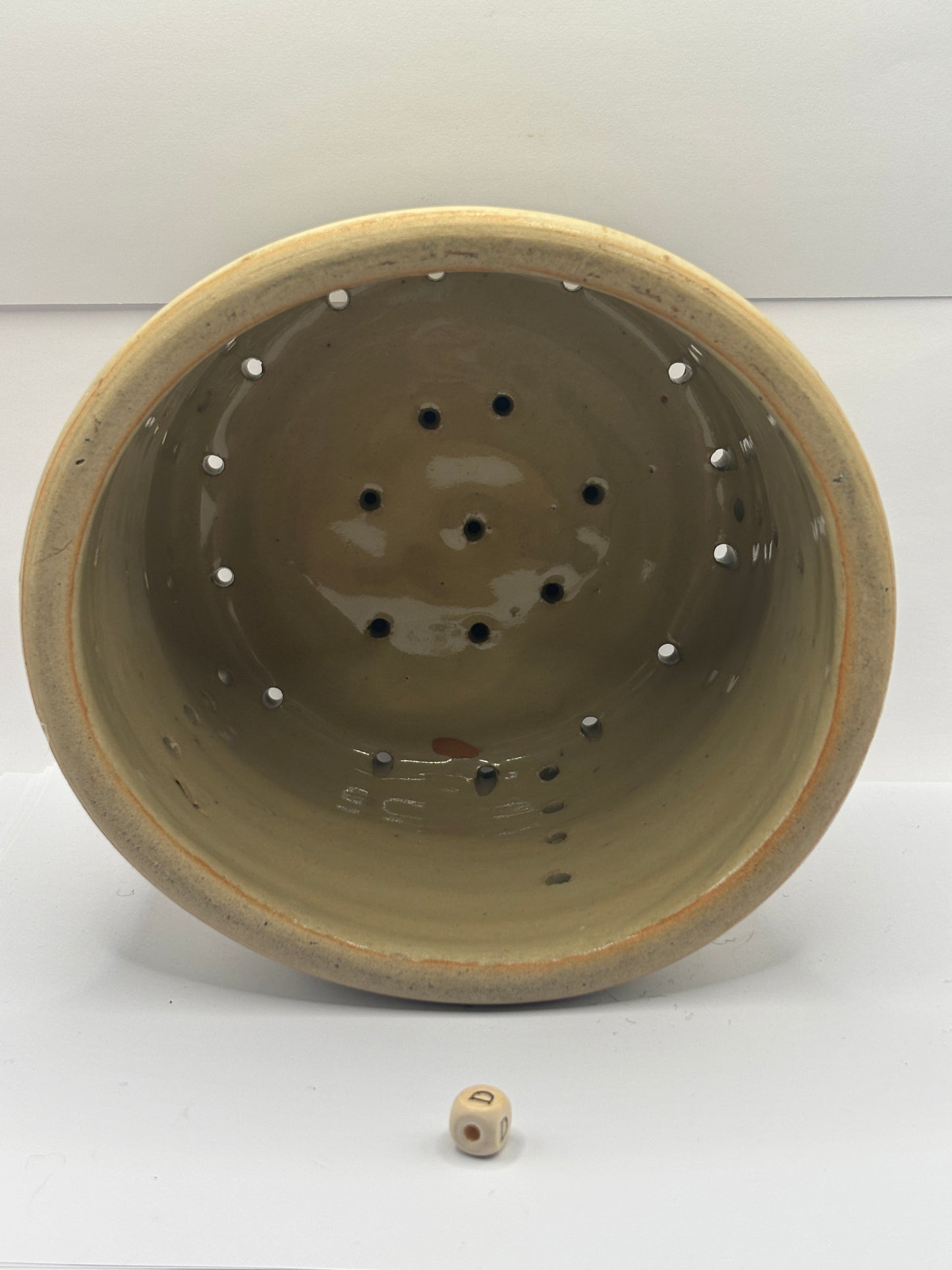 Old french stoneware cheese strainer, cheese mold (D)