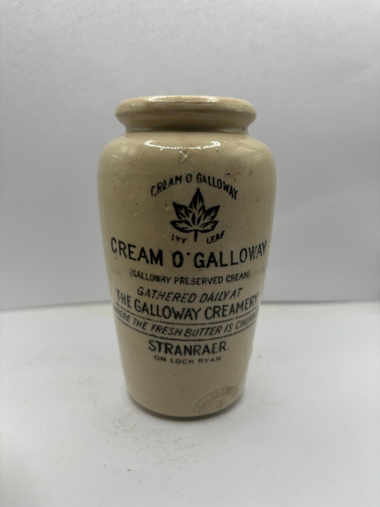 The Galloway creamery, white stoneware cream pot