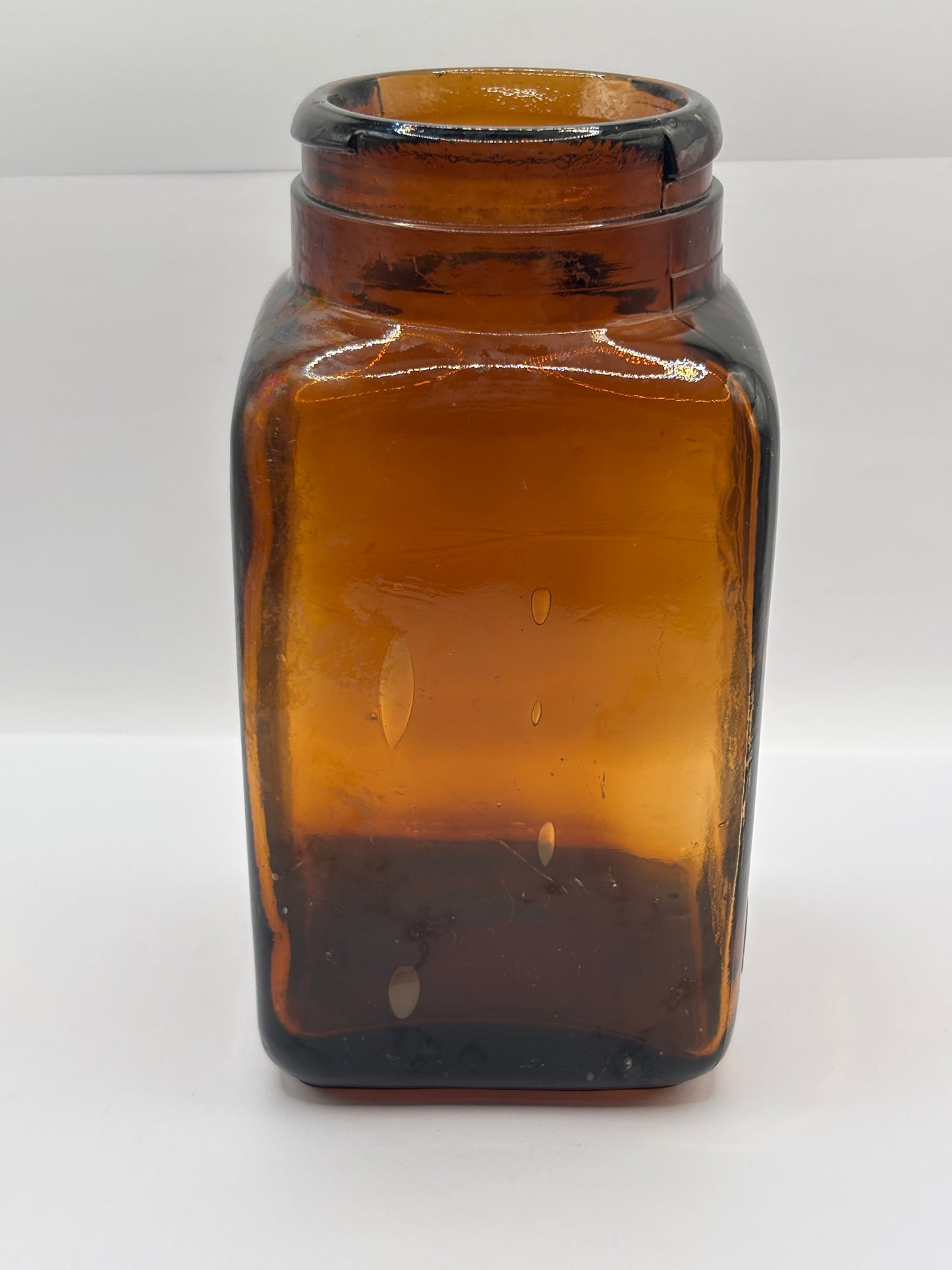 Old XL amber glass Boots cash chemists jar