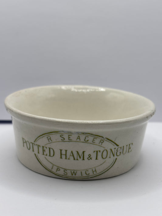 Old seagers meat paste pot, ham & tongue