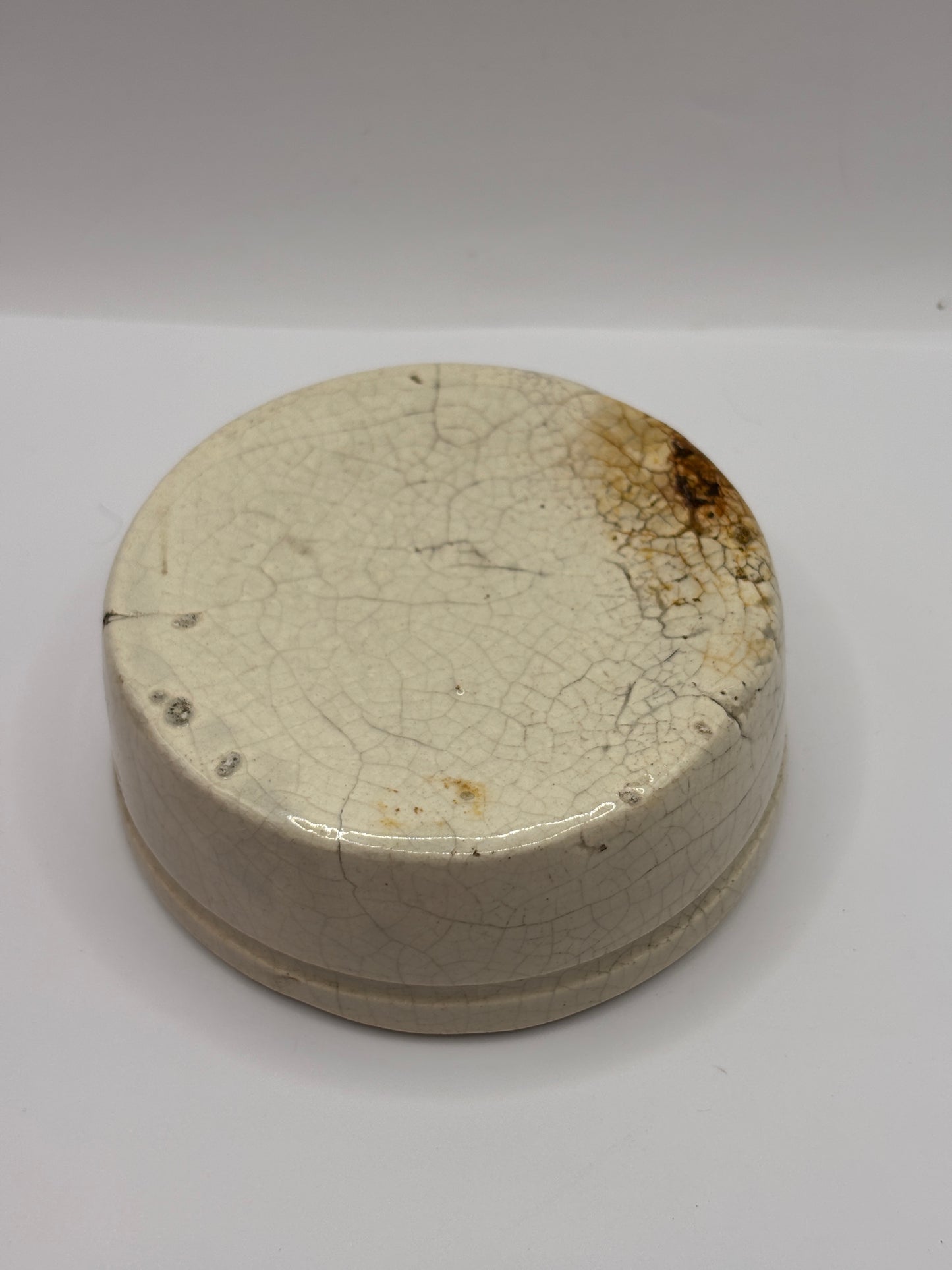 Old stoneware meat paste pot, potted meat